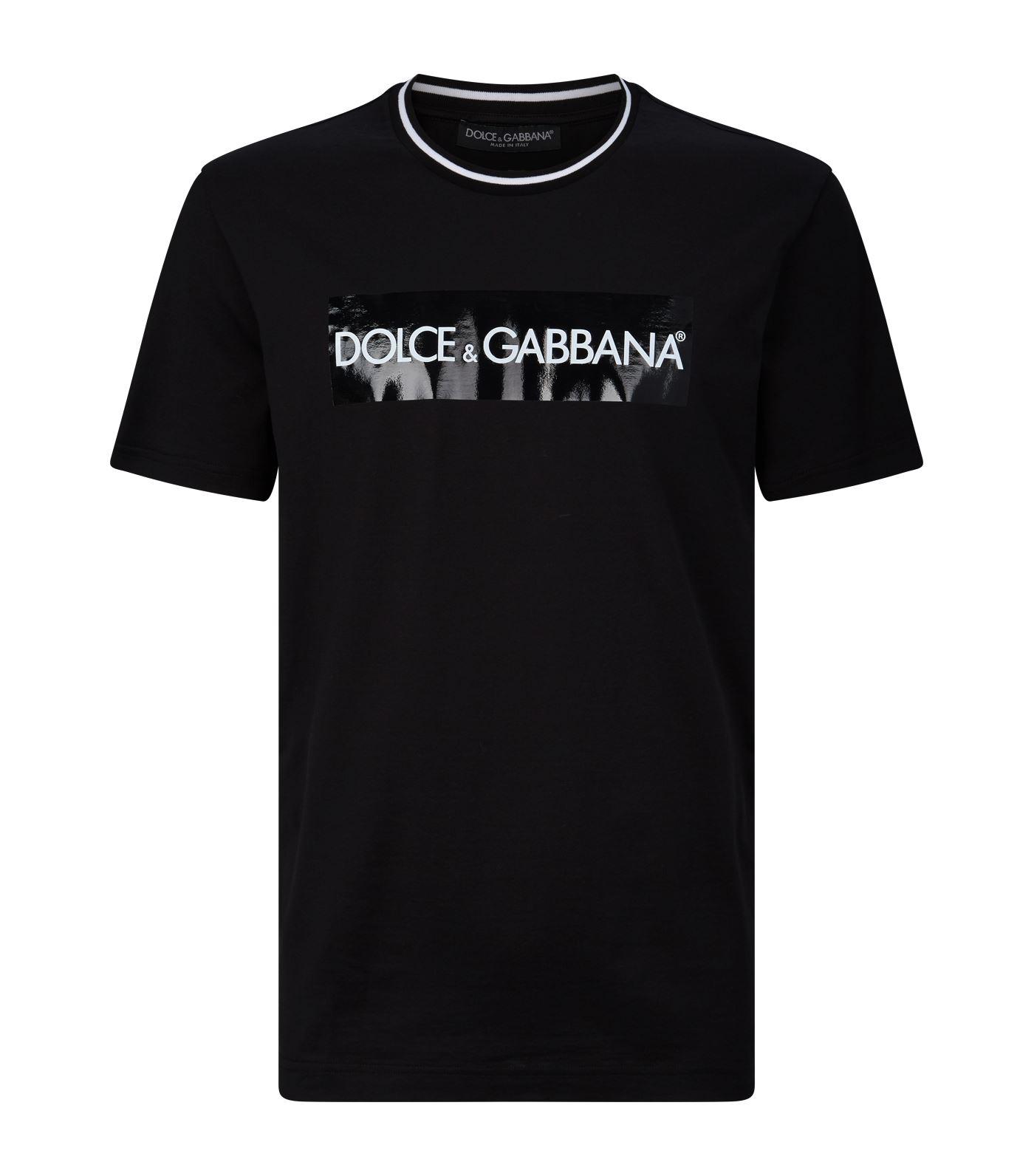 Dolce & Gabbana Denim Stripe Collar Logo T-shirt in Black for Men ...
