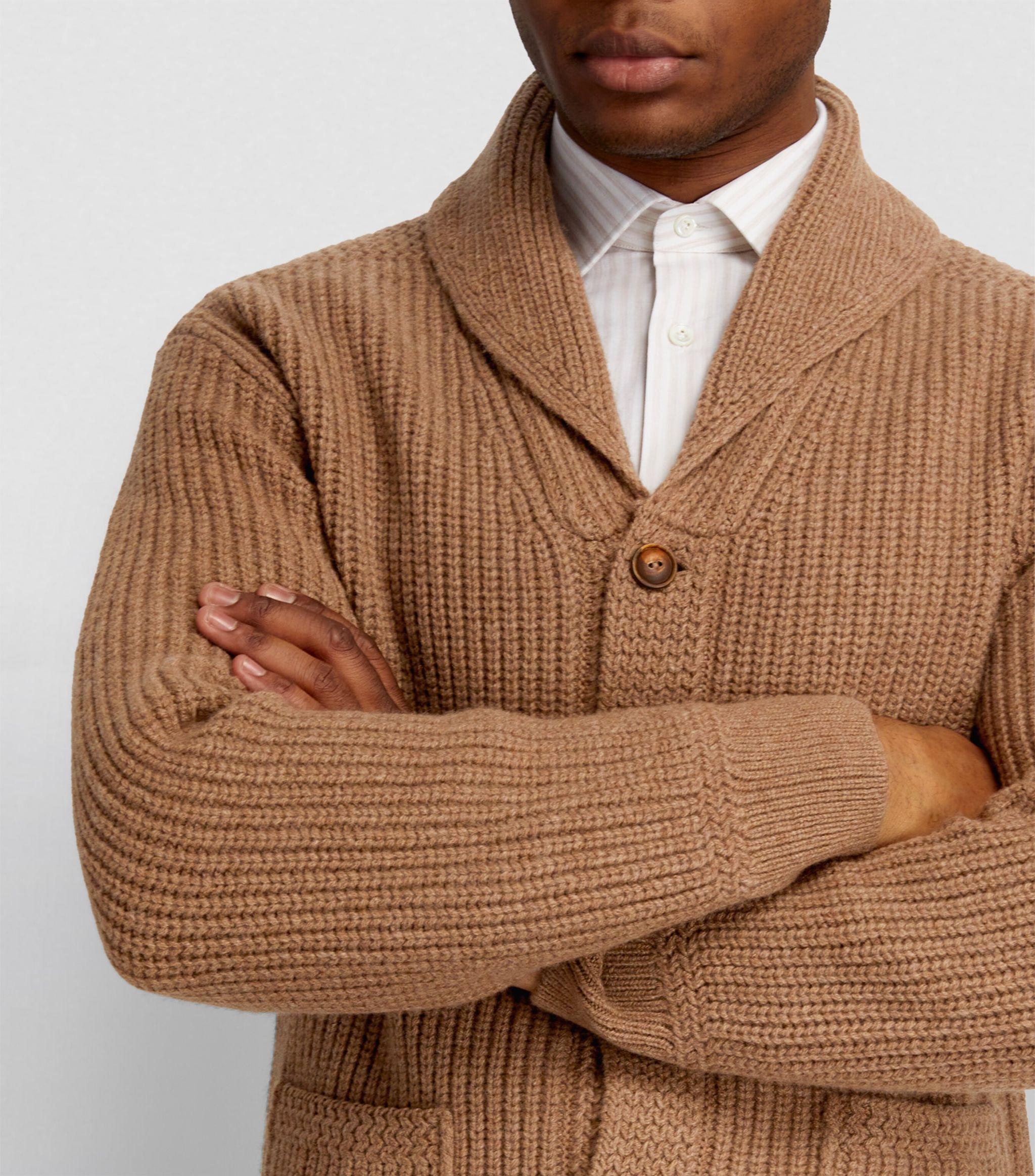 Polo Ralph Lauren Wool-cashmere Shawl Cardigan in Brown for Men | Lyst