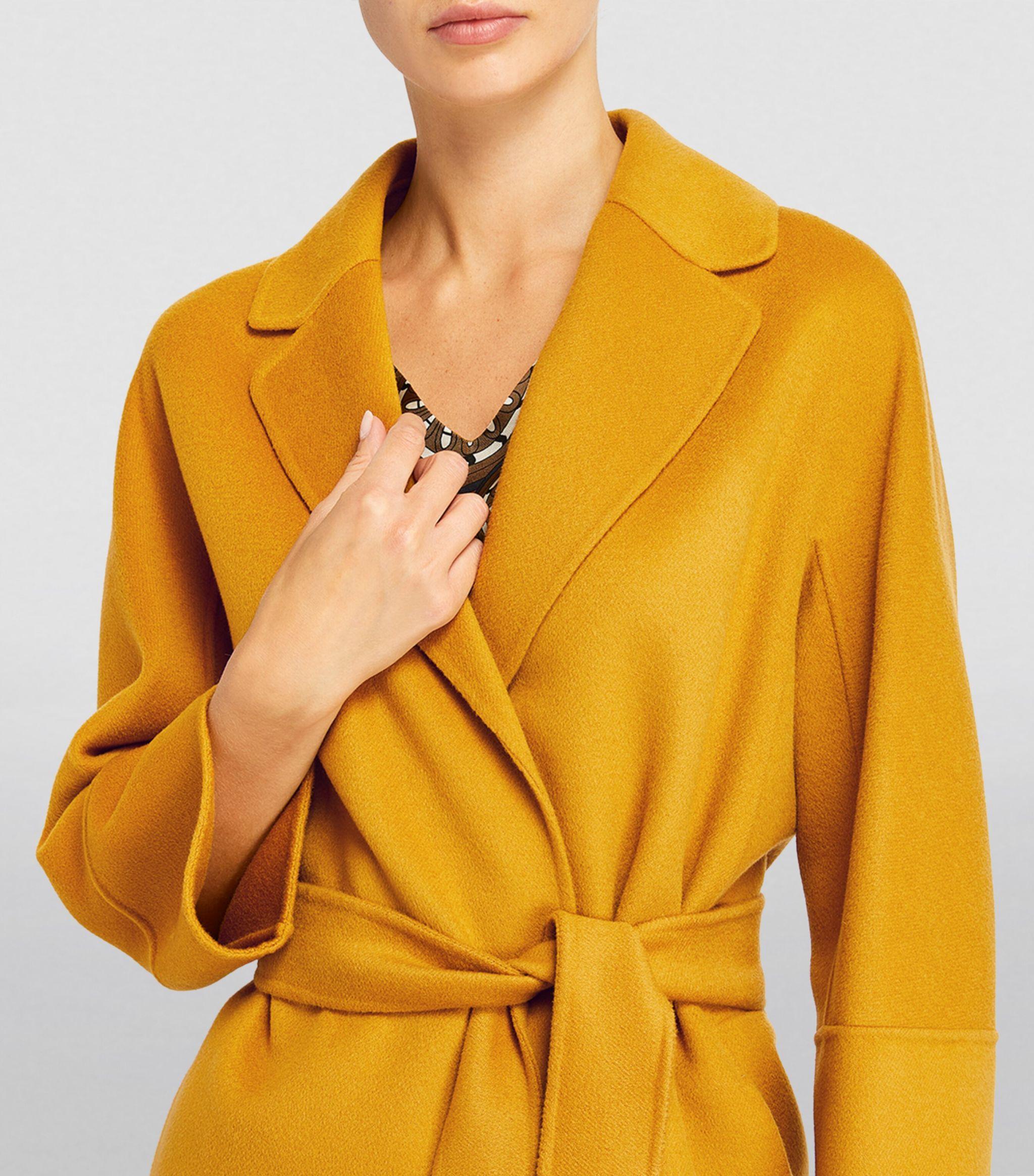 Max Mara Wool Arona Wrap Coat In Yellow Lyst | rededuct.com