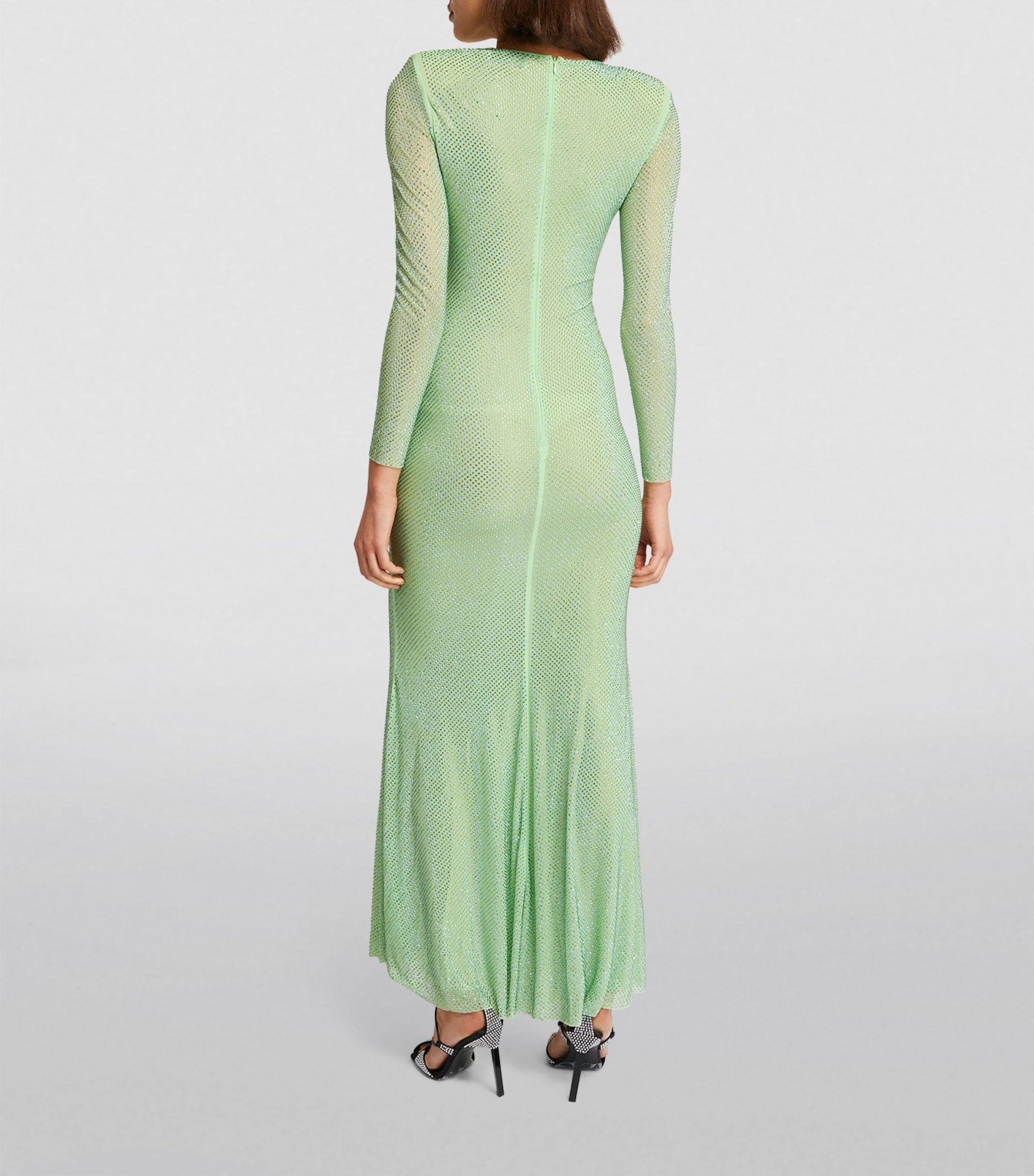 self portrait olive green rhinestone maxi dress Rent Self Portrait Olive Green Crystal Maxi Dress