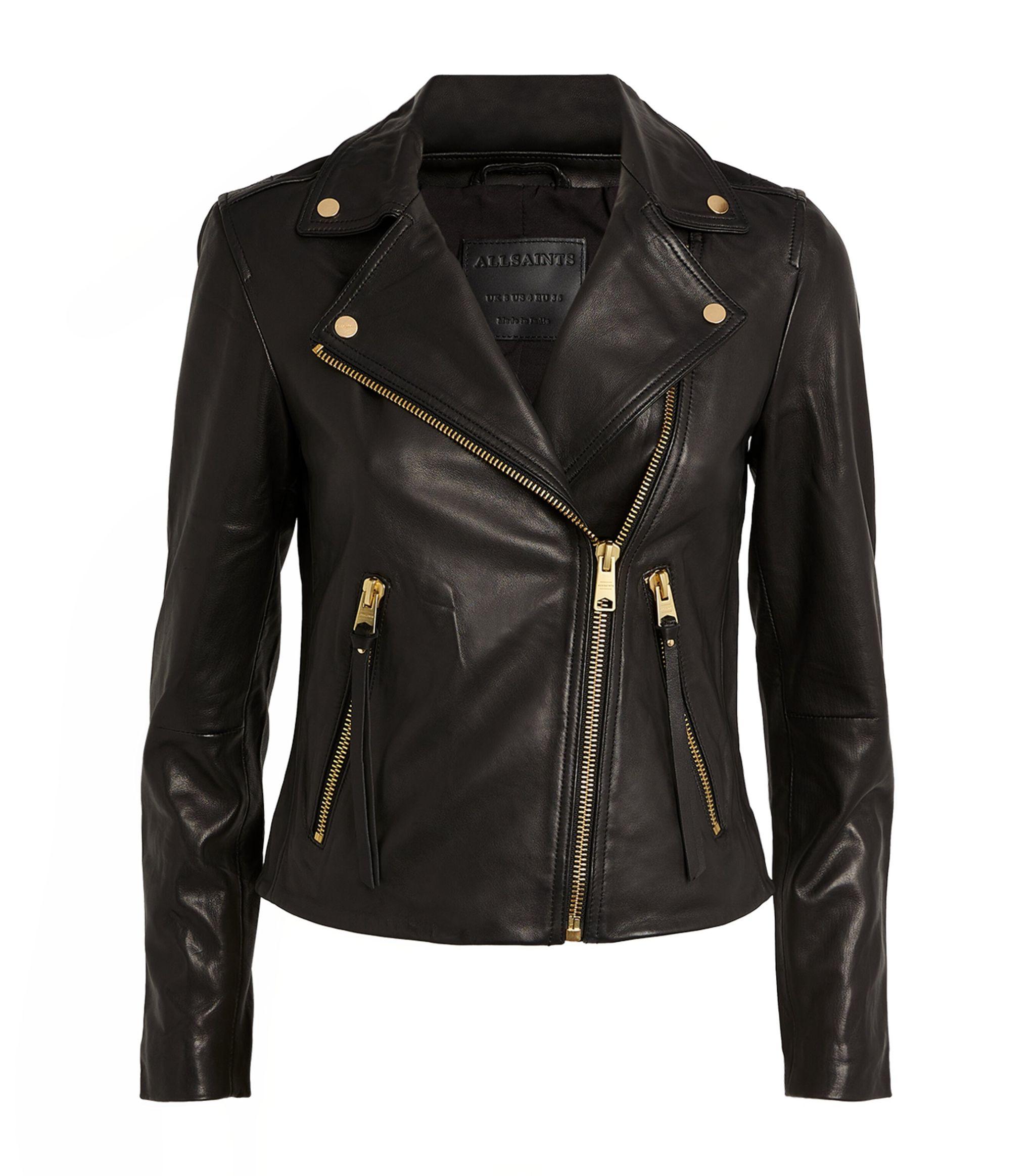 AllSaints Leather Dalby Biker Jacket in Black | Lyst