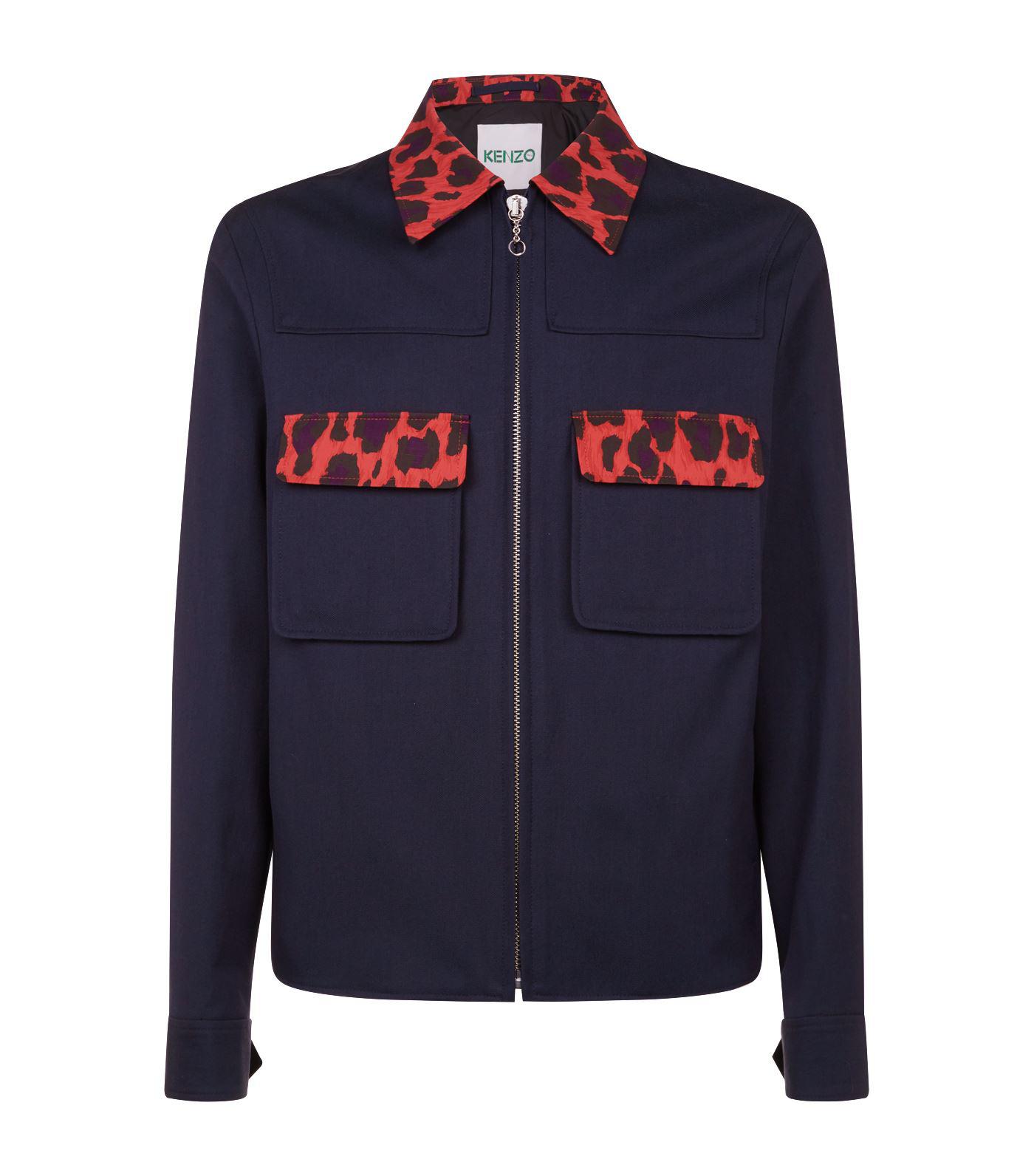 leopard print trim jacket