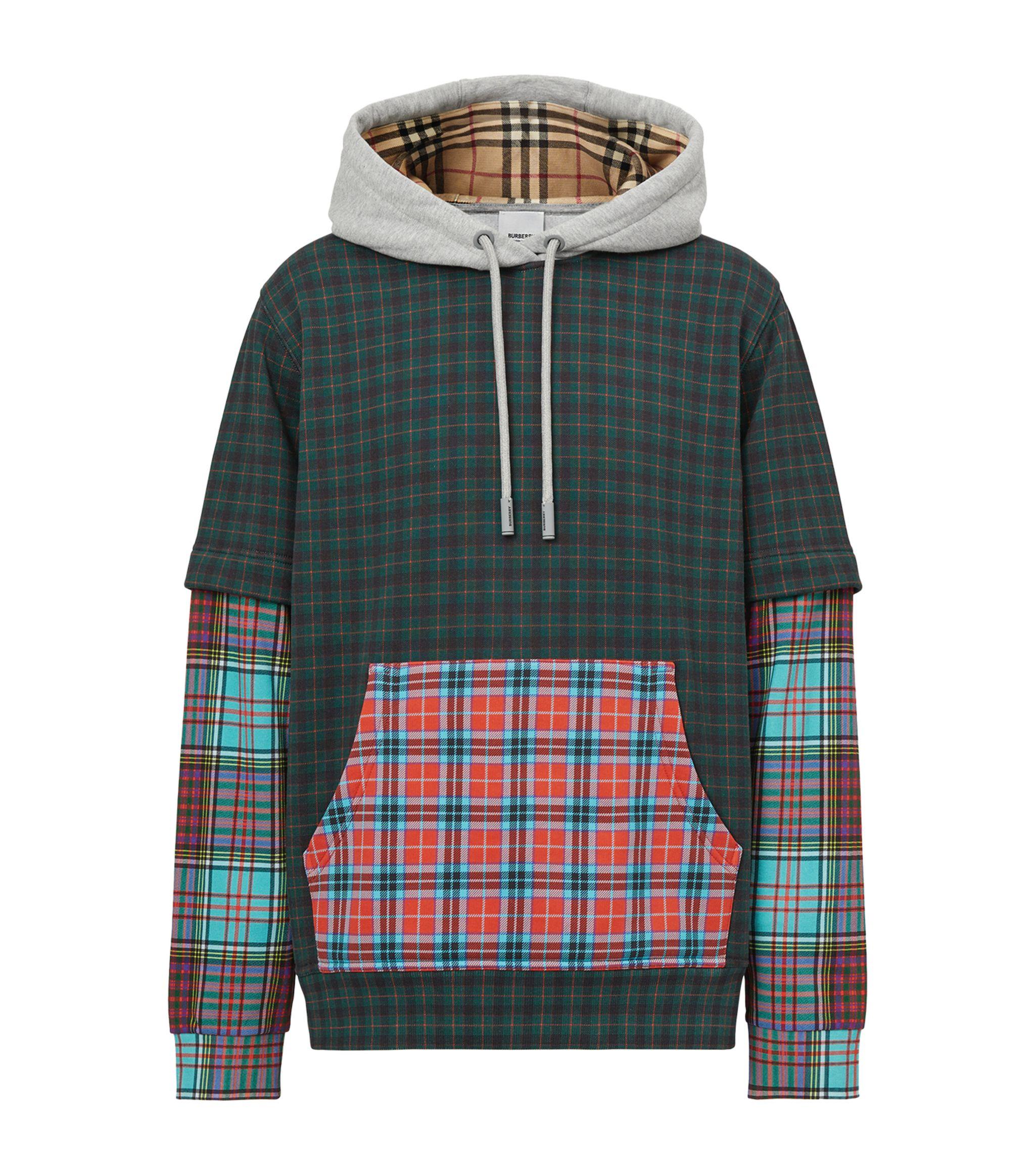 Burberry Patchwork Hoodie in Green for Men | Lyst