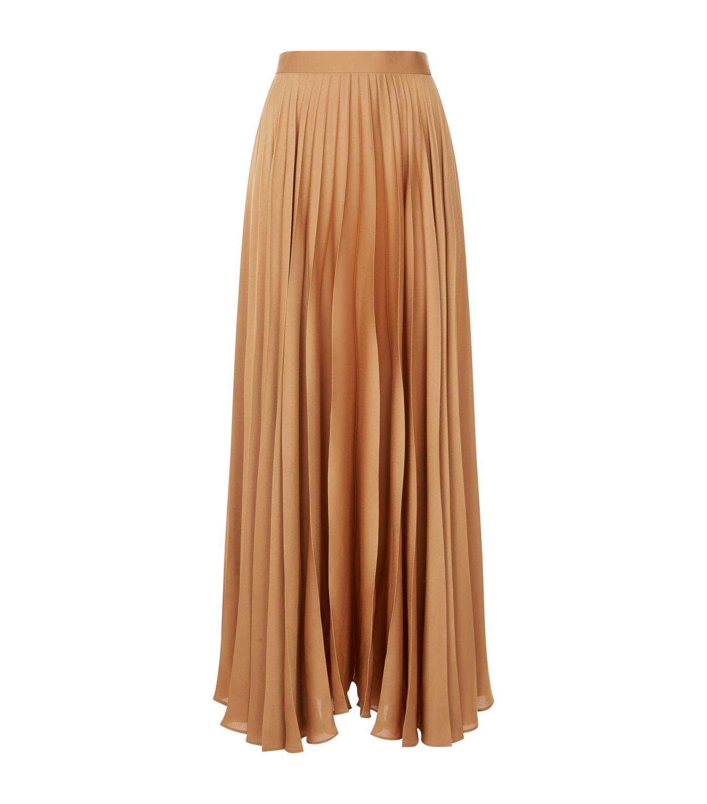 The Row Vailen Pleated Crepe De Chine Maxi Skirt in Brown - Lyst