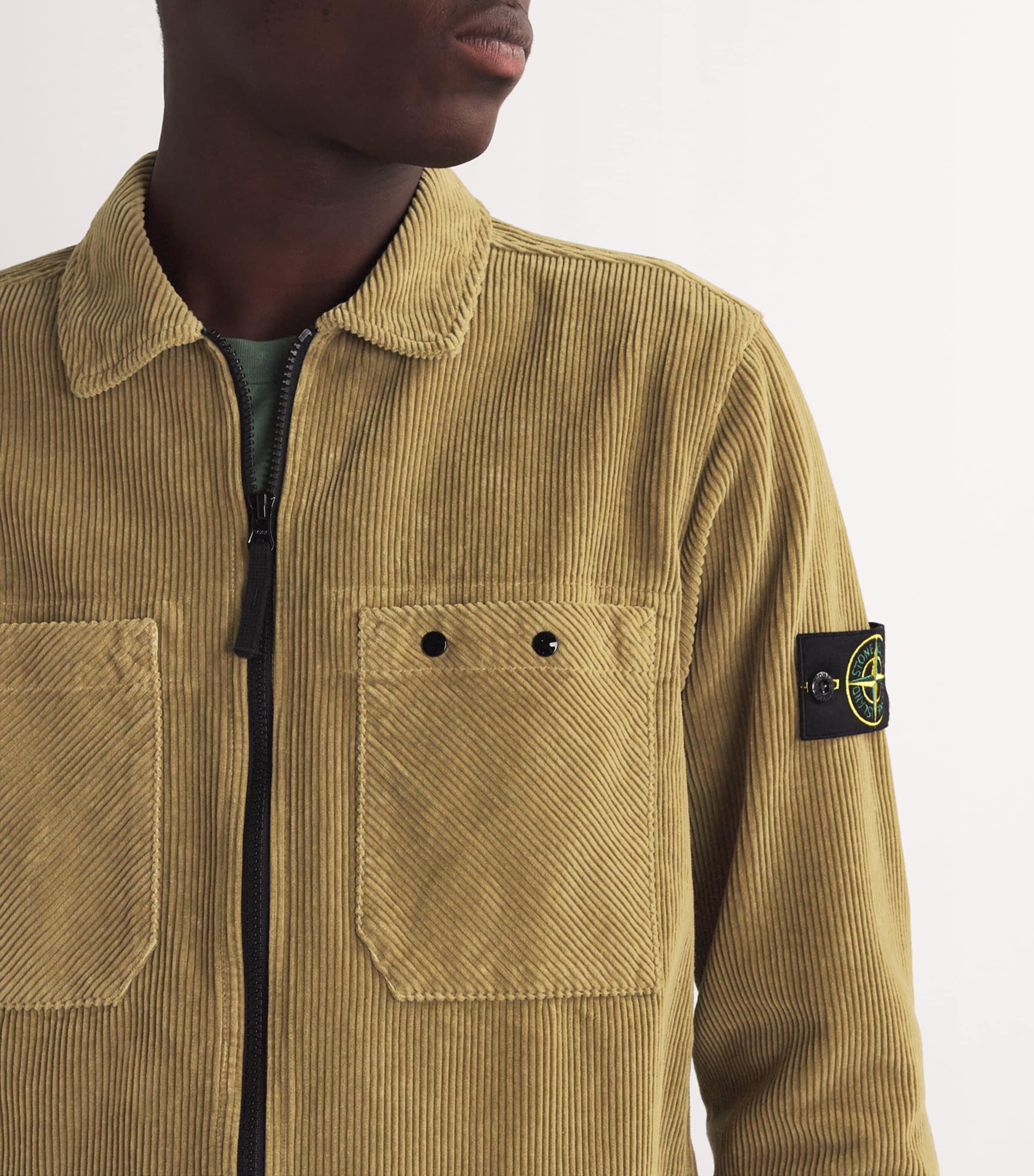 Stone Island Corduroy Zip-Up Shirt in Green for Men | Lyst