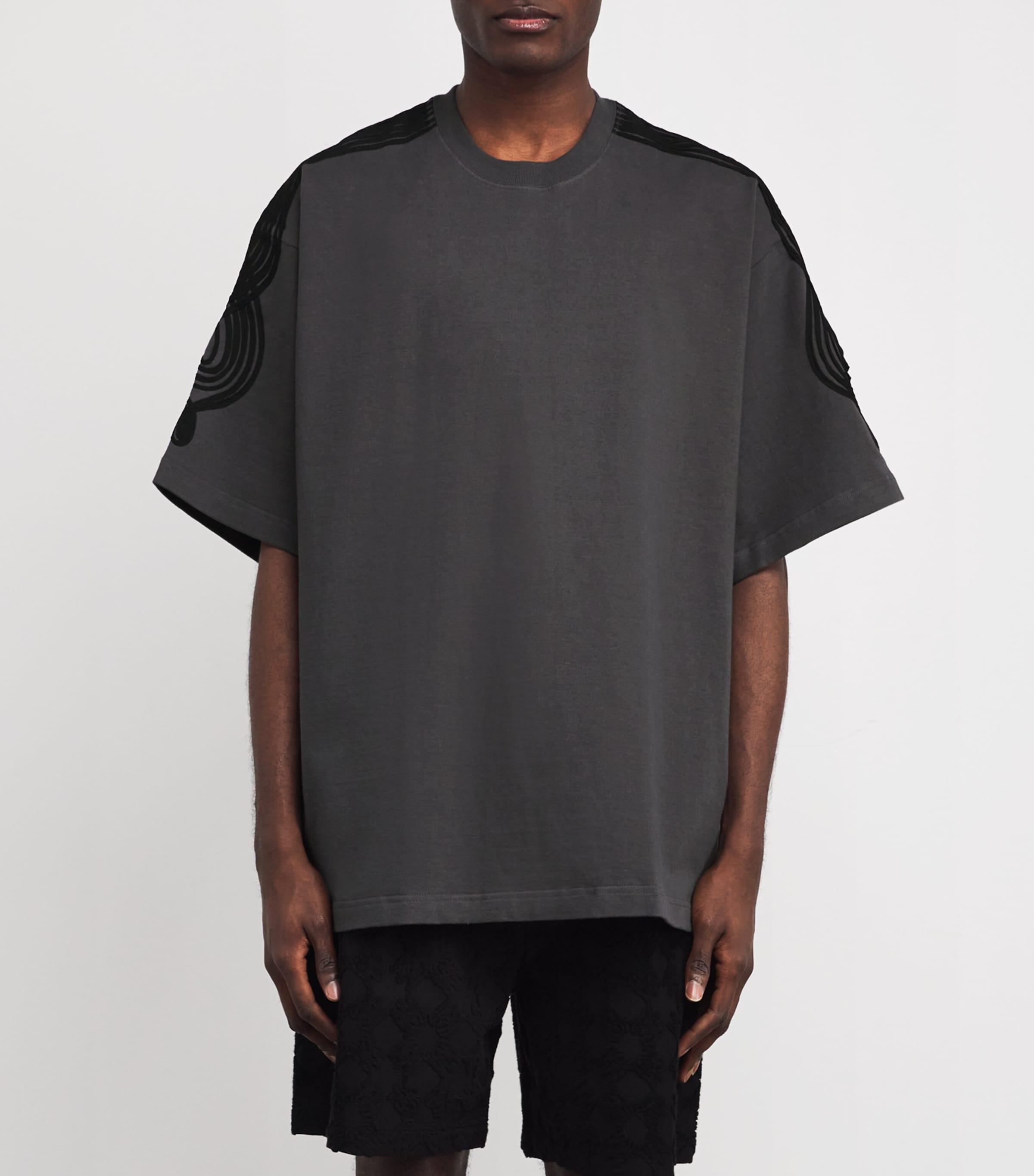 【関税込み】Song for the Mute グレー 'Applique' Gym Tシャツ Song For The Mute Cotton Appliqué Gym T-Shirt in Black for