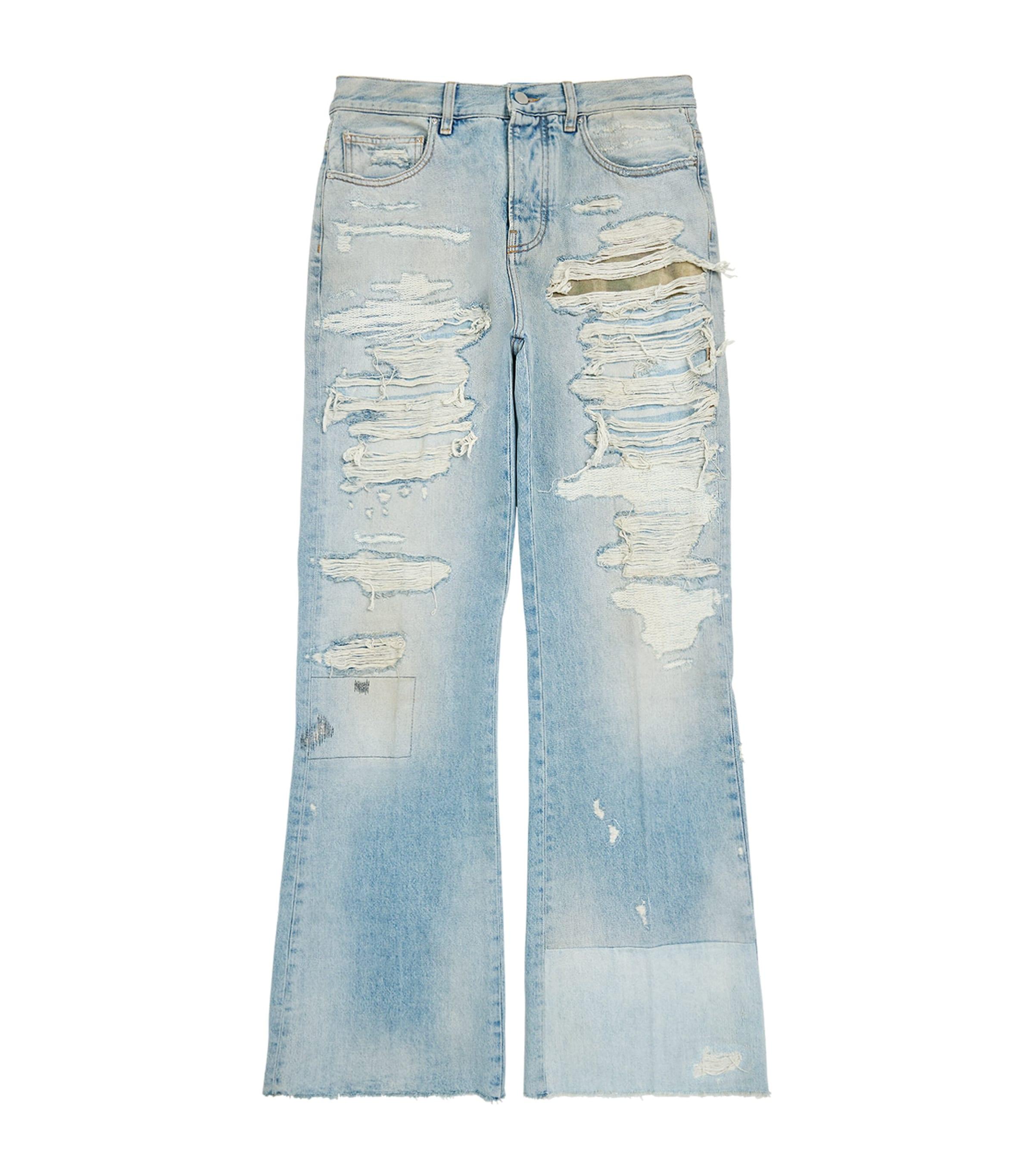 Amiri Repaired Bootcut Jeans in Blue for Men | Lyst