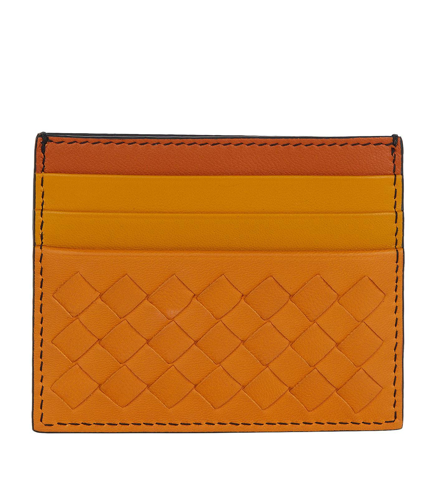 Bottega Veneta Leather Card Case in Orange - Lyst