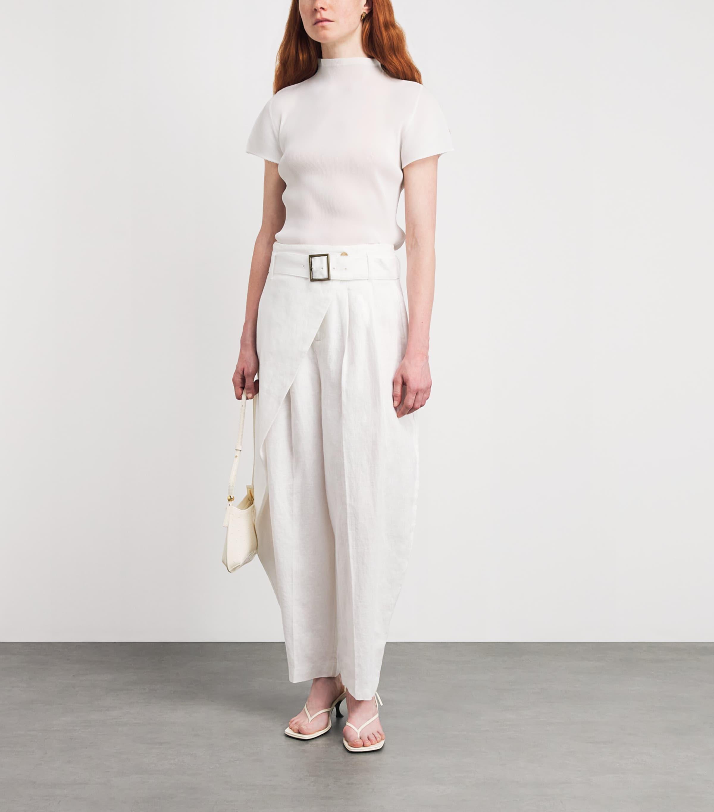 Pleats Please Issey Miyake High-Neck Mist Basics T-Shirt in White