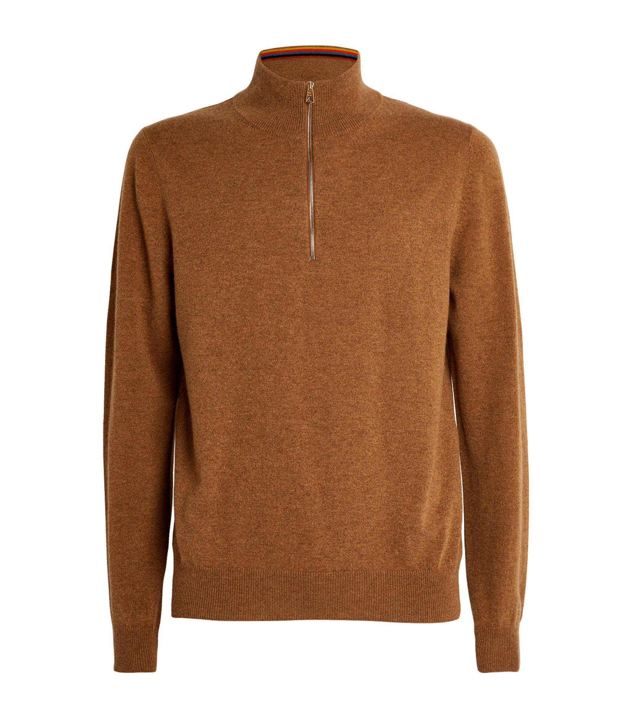 Paul Smith Cashmere Quarter-zip Sweater in Brown for Men | Lyst