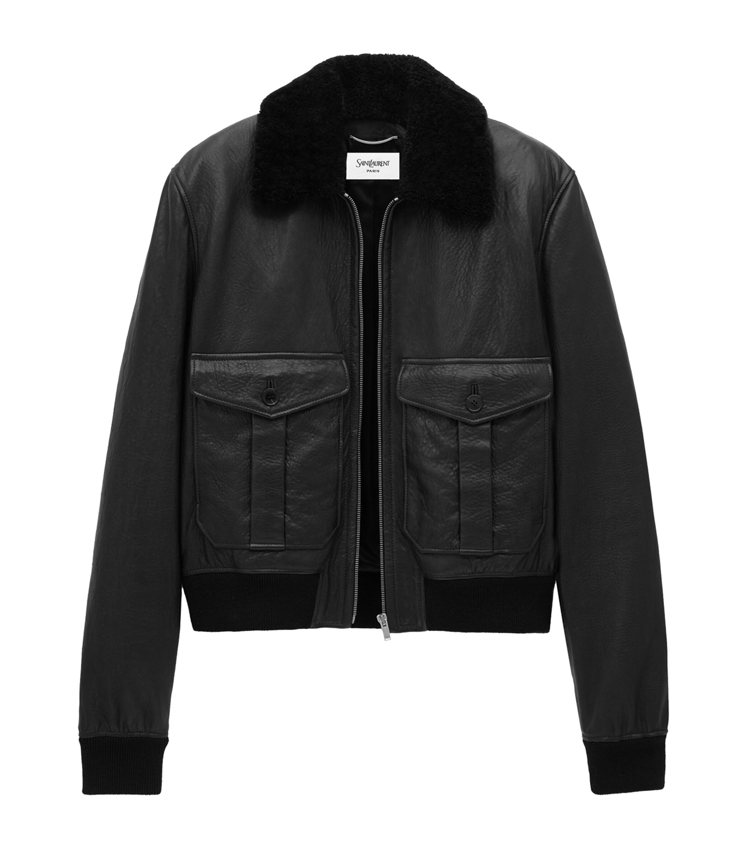saint-laurent-Black-Shearling-