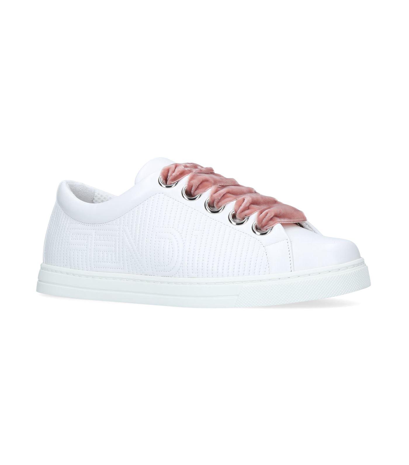 Fendi Velvet Lace Sneakers in White - Lyst