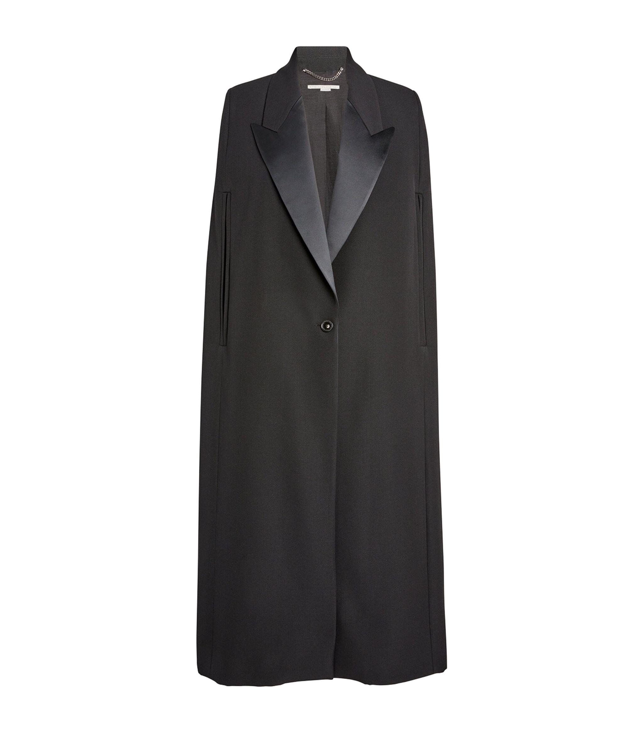 Stella McCartney chunky-knit tweed cape coat - Brown