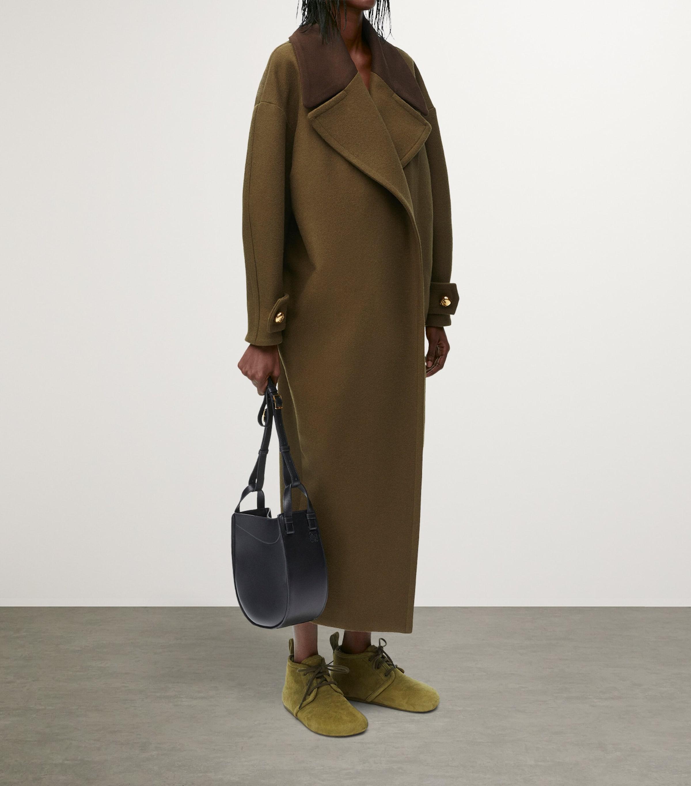 Loewe Wool-Blend Pebble Coat in Green | Lyst