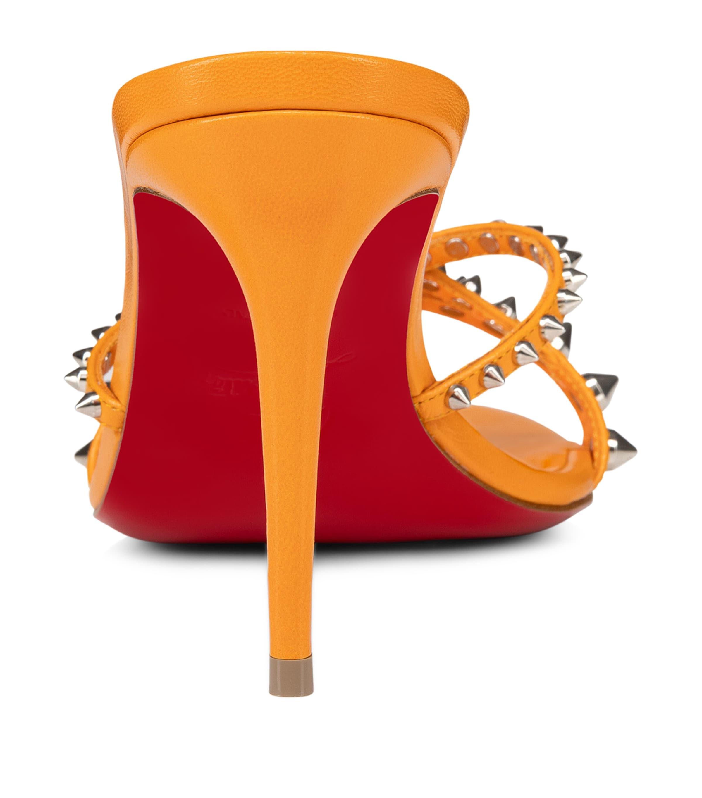 Christian Louboutin Tatoosh Spikes Leather Heeled Mules 85 in Orange Lyst UK