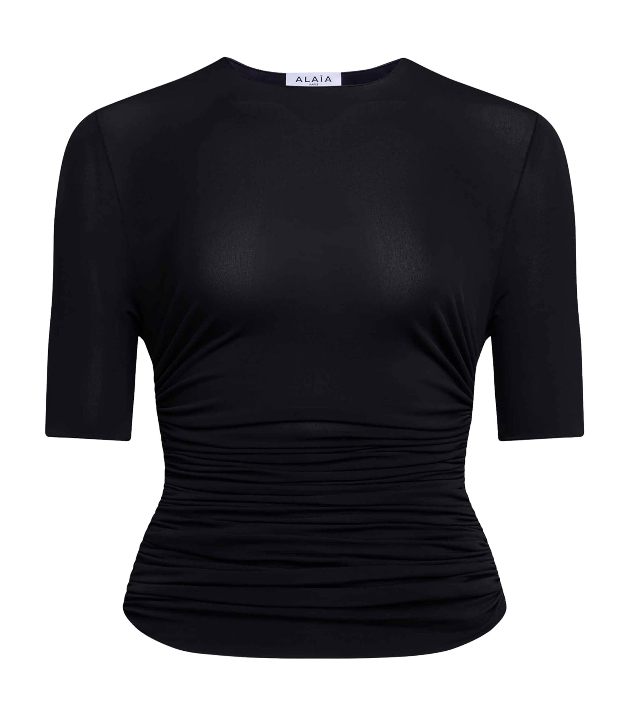 Tシャツ・カットソー ALAIA Women Tops AA9H0431J0105 BLACK Alaïa Cotton t-shirt Black - Women | VIETTI Online Store