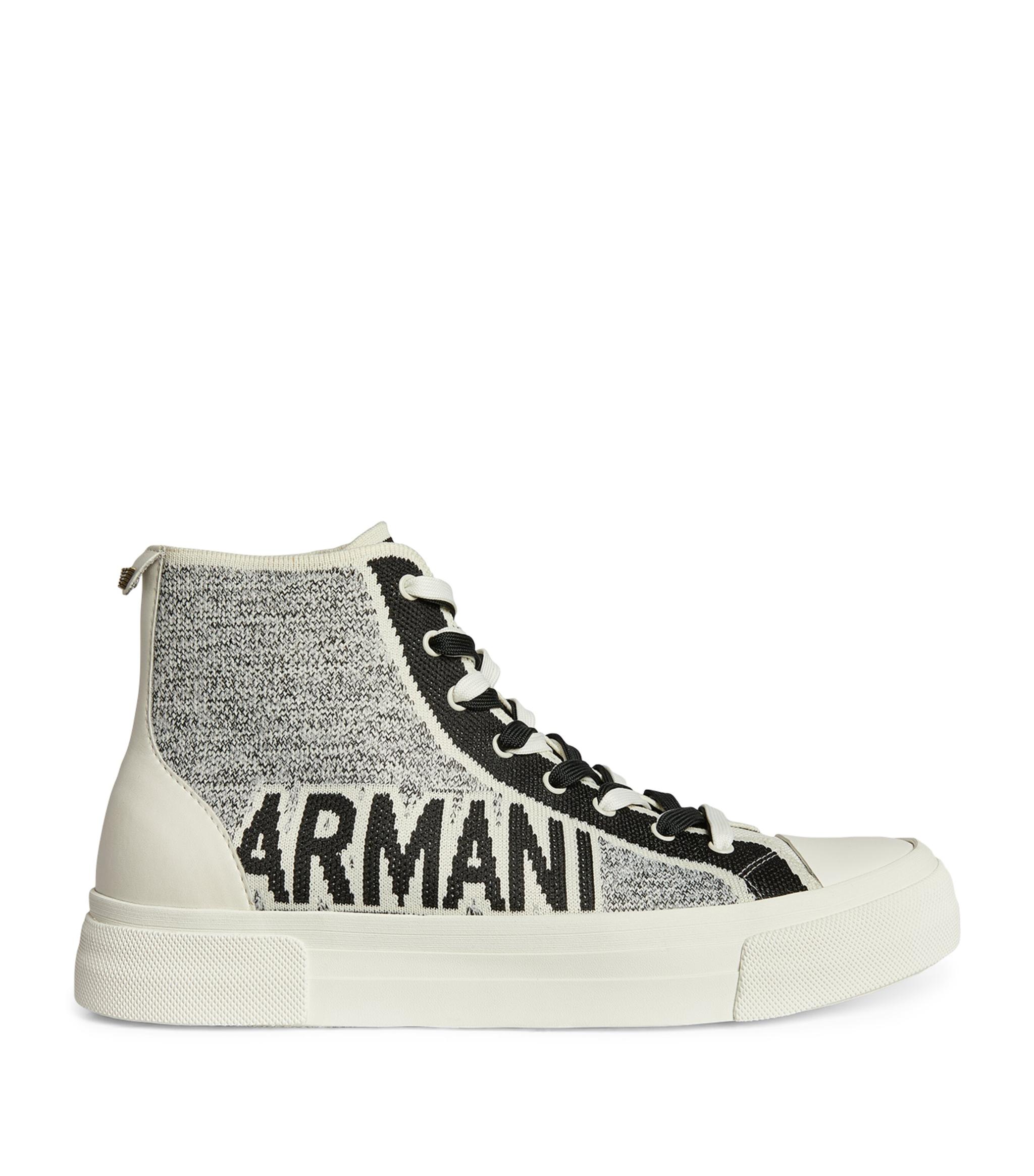 Emporio Armani Recycled Logo High-top Sneakers in Brown for Men | Lyst