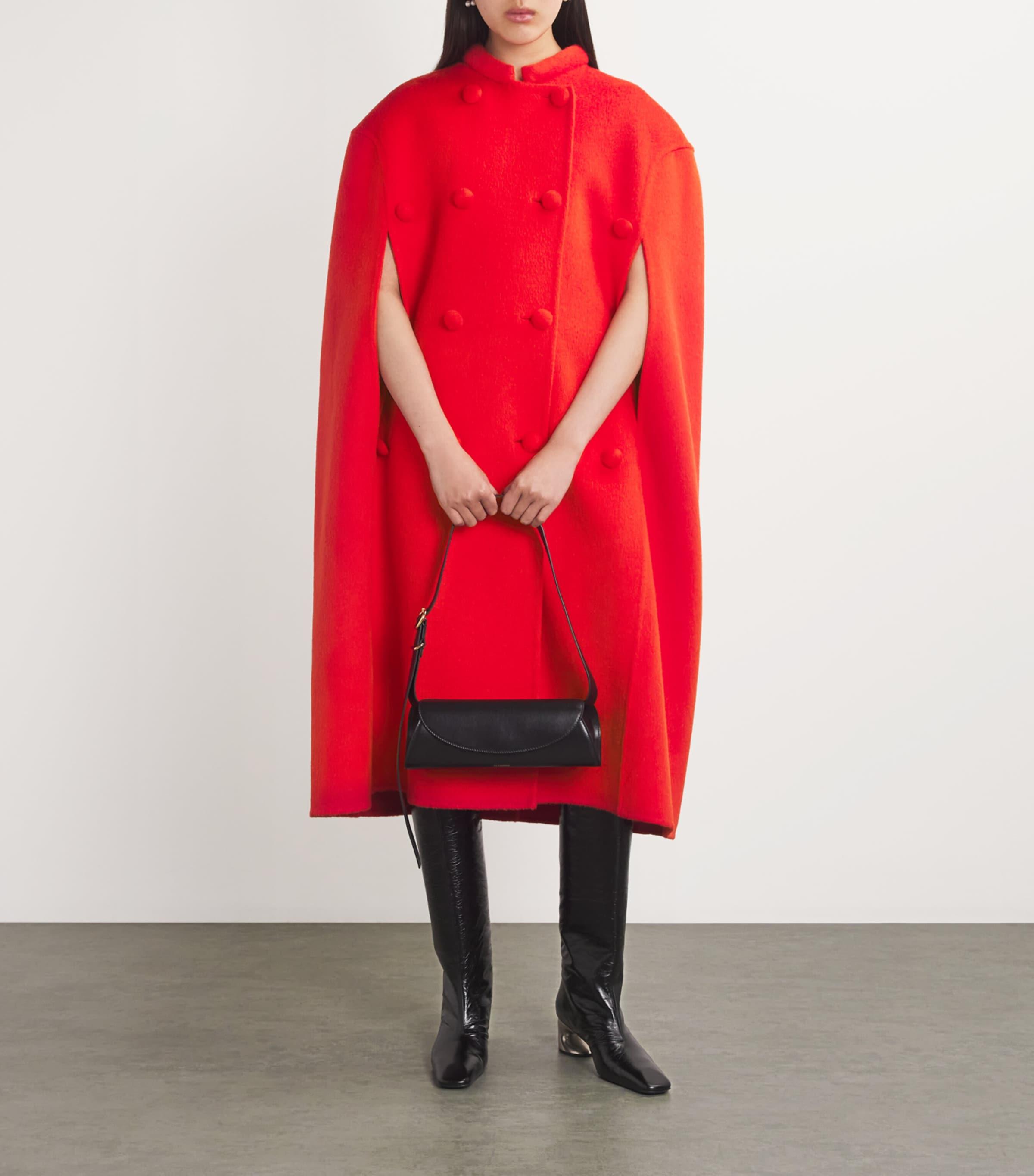 Jil Sander Wool-Blend Cape Coat in Red | Lyst