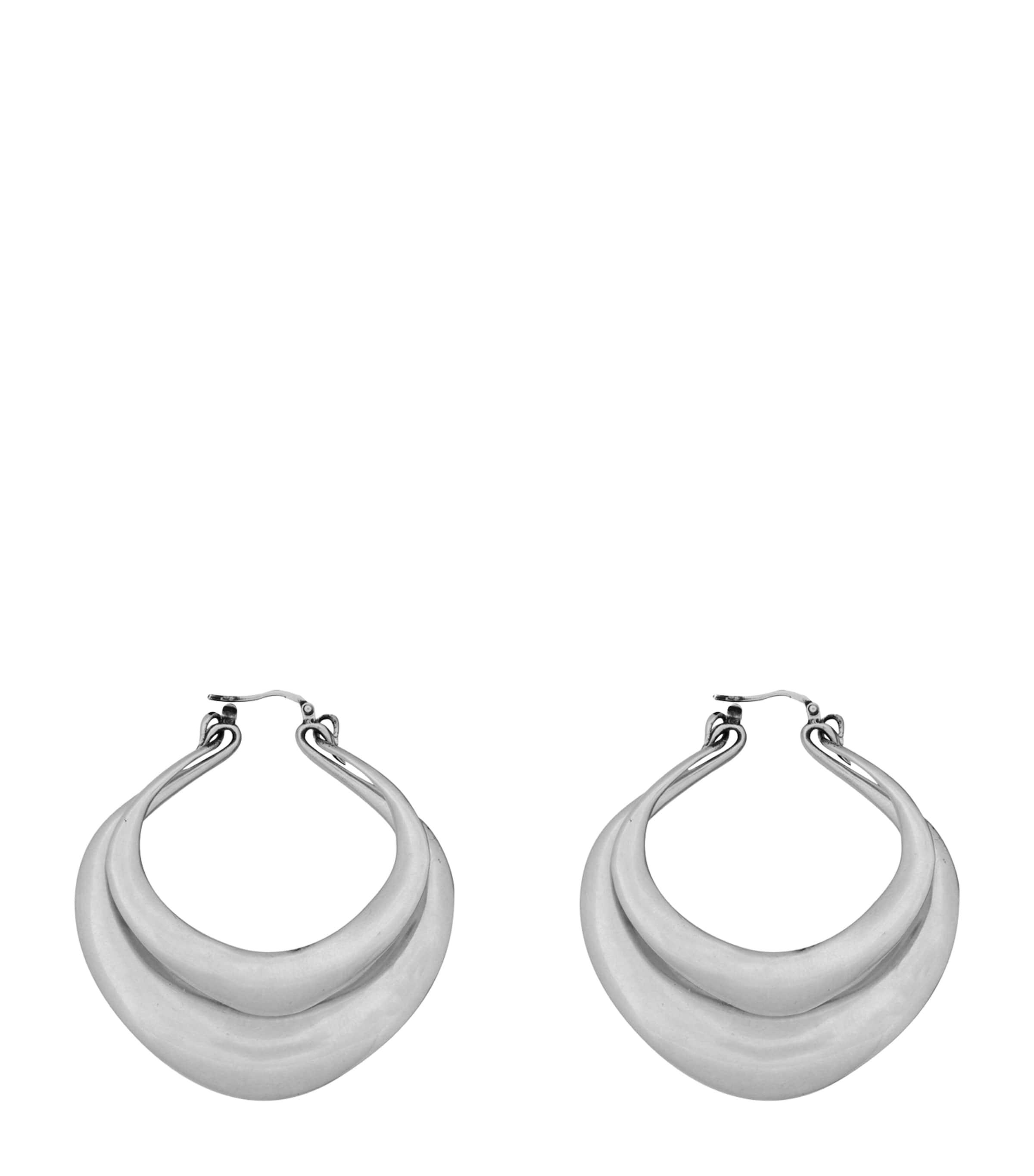 【SAINT LAURENT】silver-tone hoop イヤリング Vintage YSL Yves Saint Laurent Gunmetal Chain Link Design