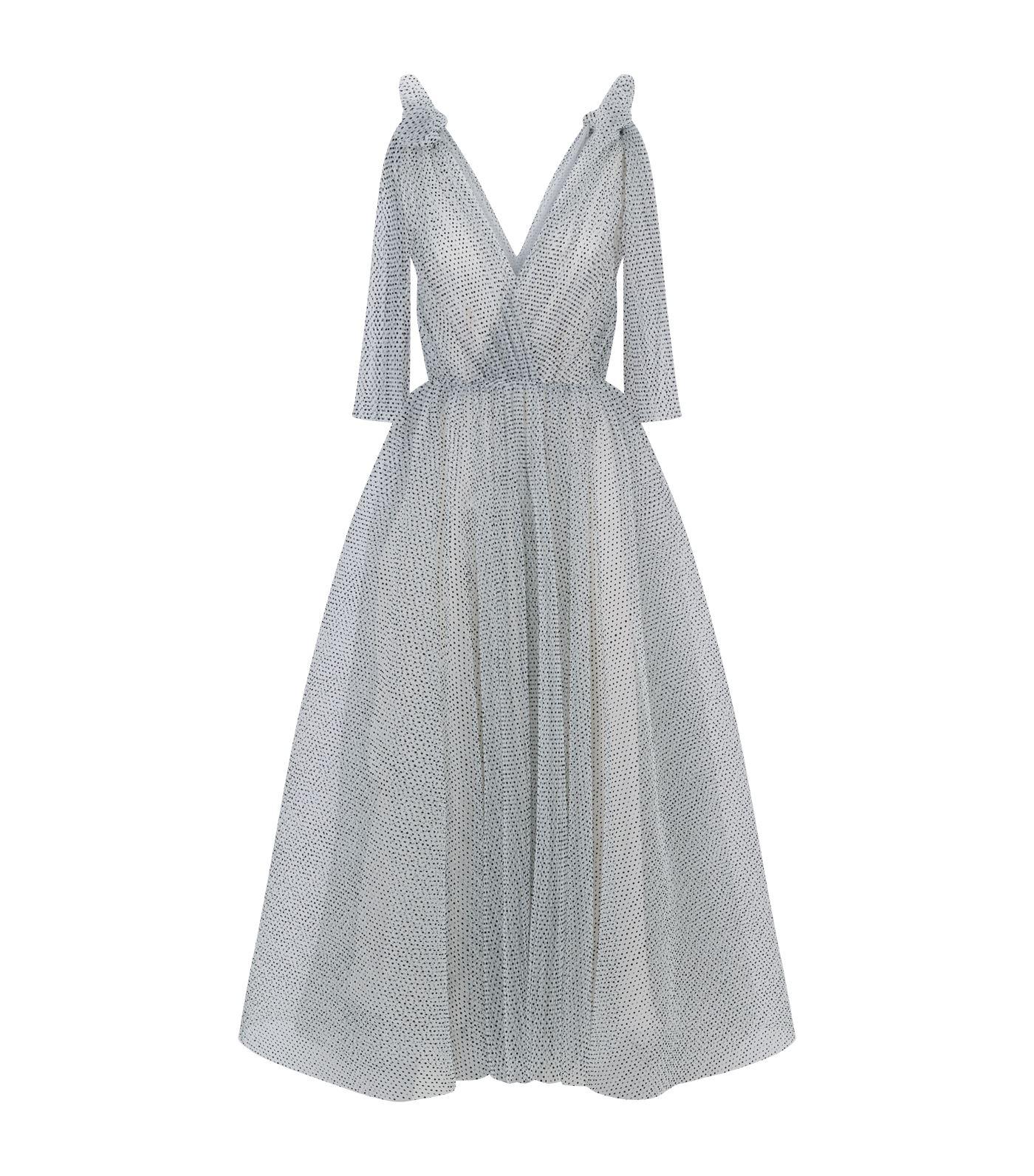 white polka dot tulle dress