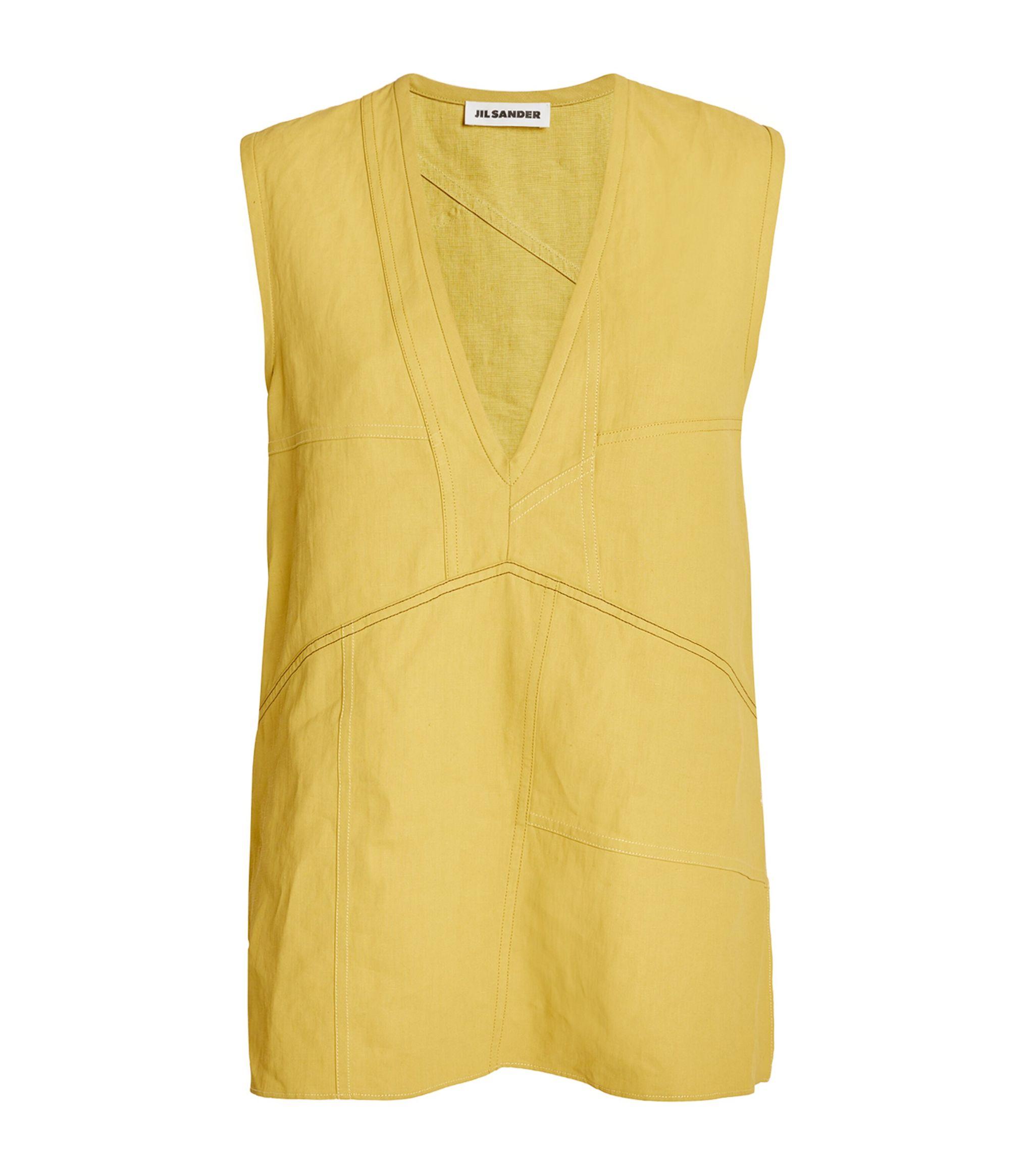Jil Sander Linen Tank Top in Yellow | Lyst