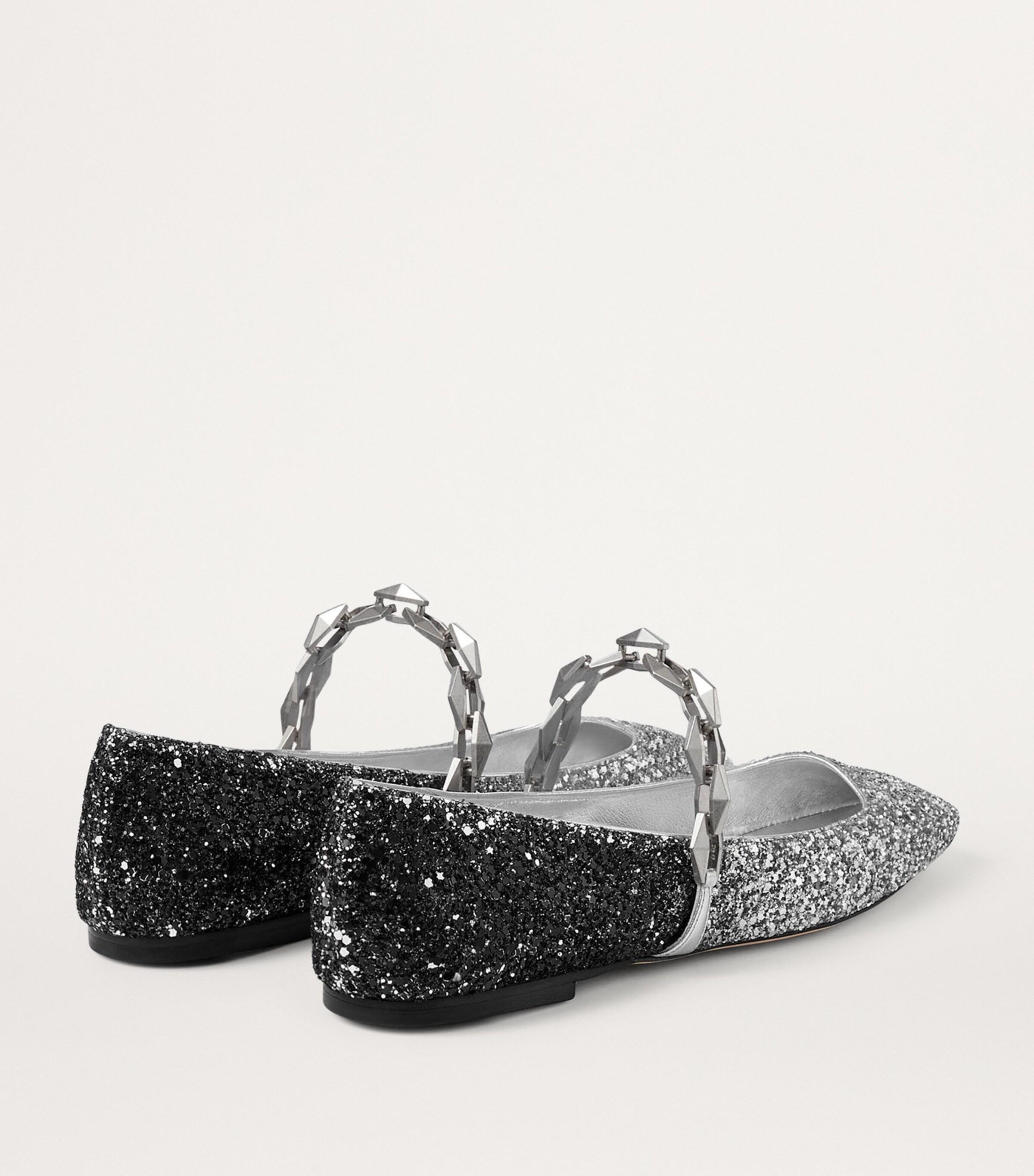 Jimmy Choo Diamond Tilda Glitter Ballet Flats in Black | Lyst