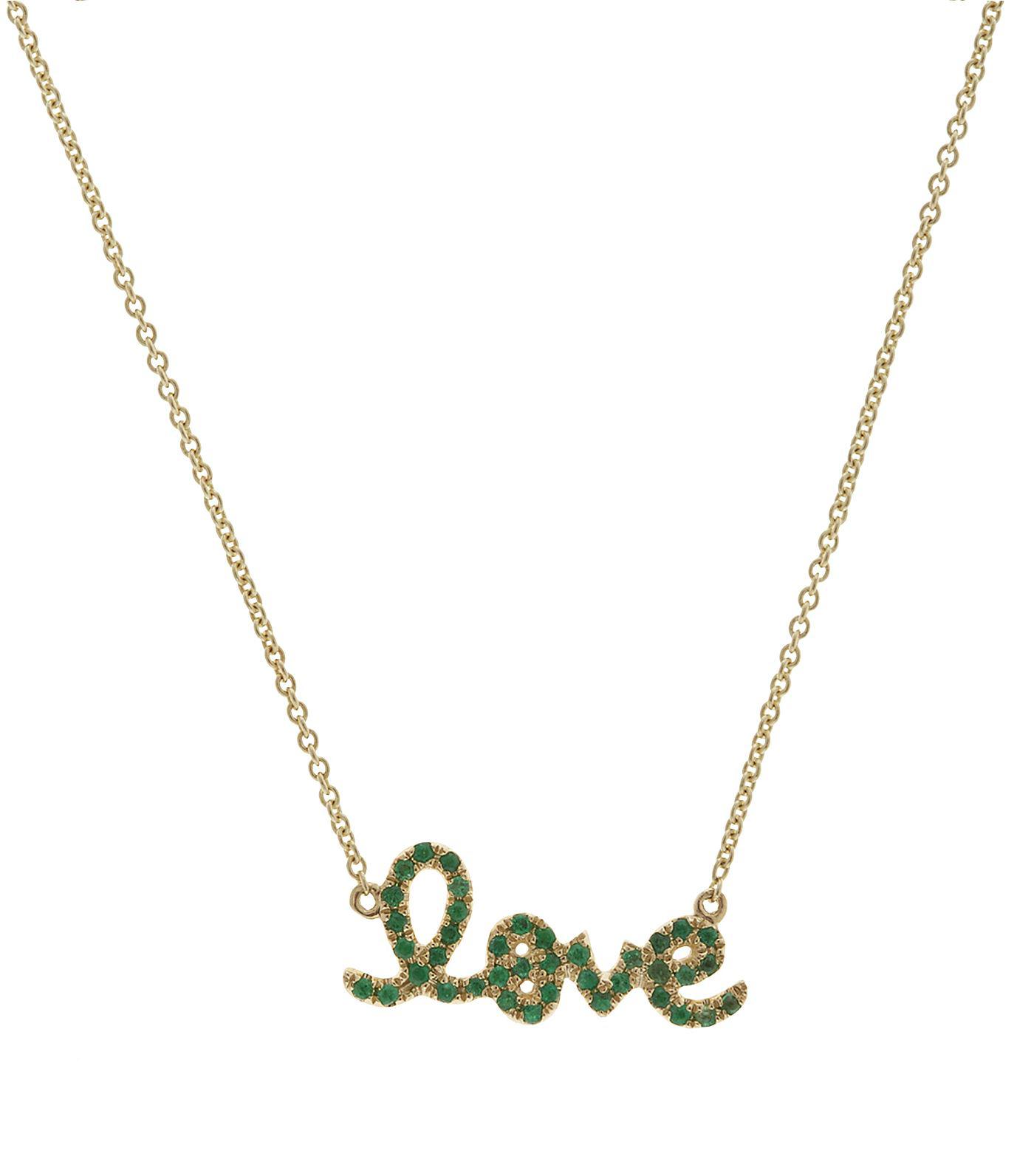 Sydney Evan Love Script Necklace in Green - Lyst