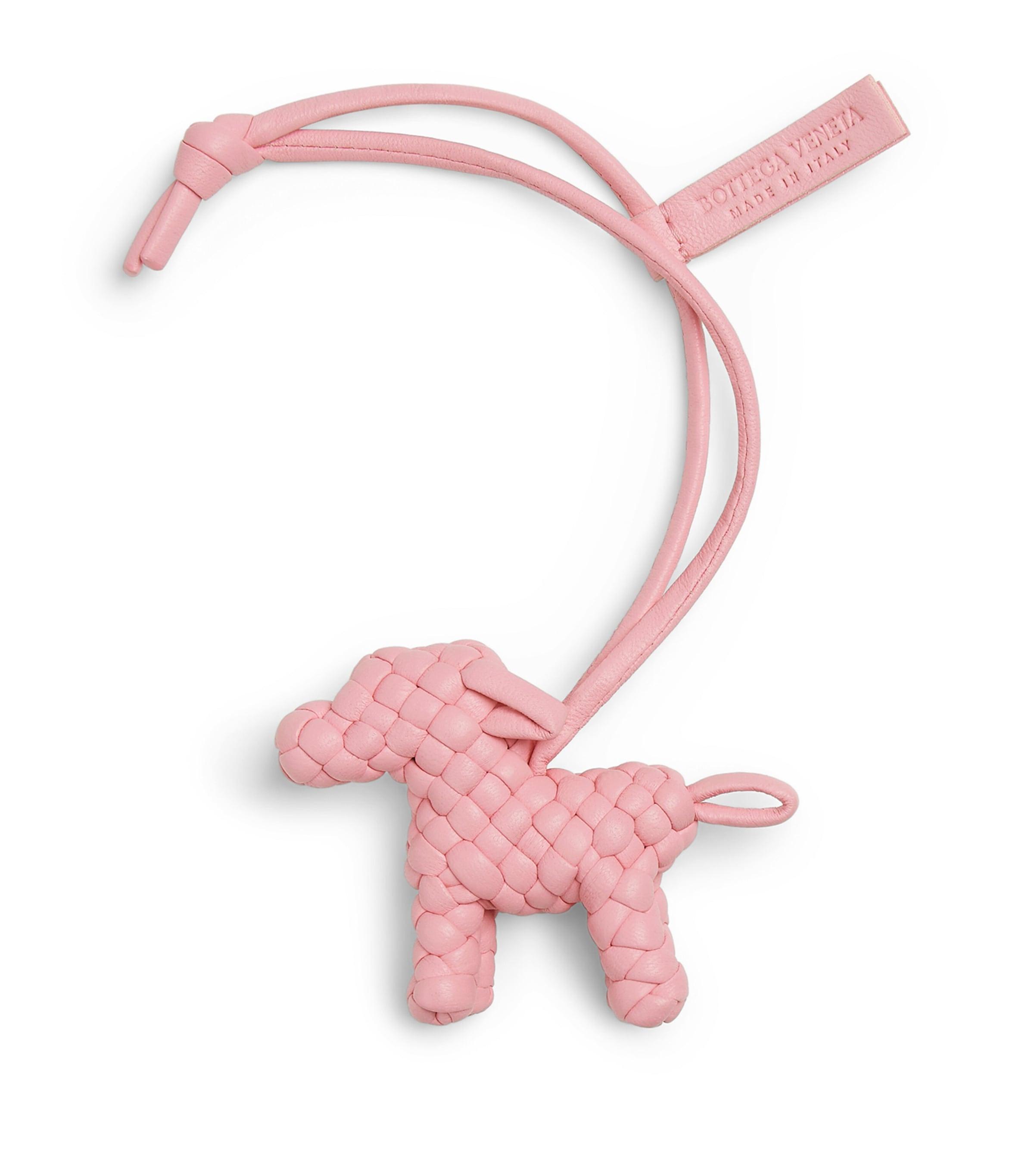 Bottega Veneta Lambskin Woven Dog Charm in Pink for Men | Lyst