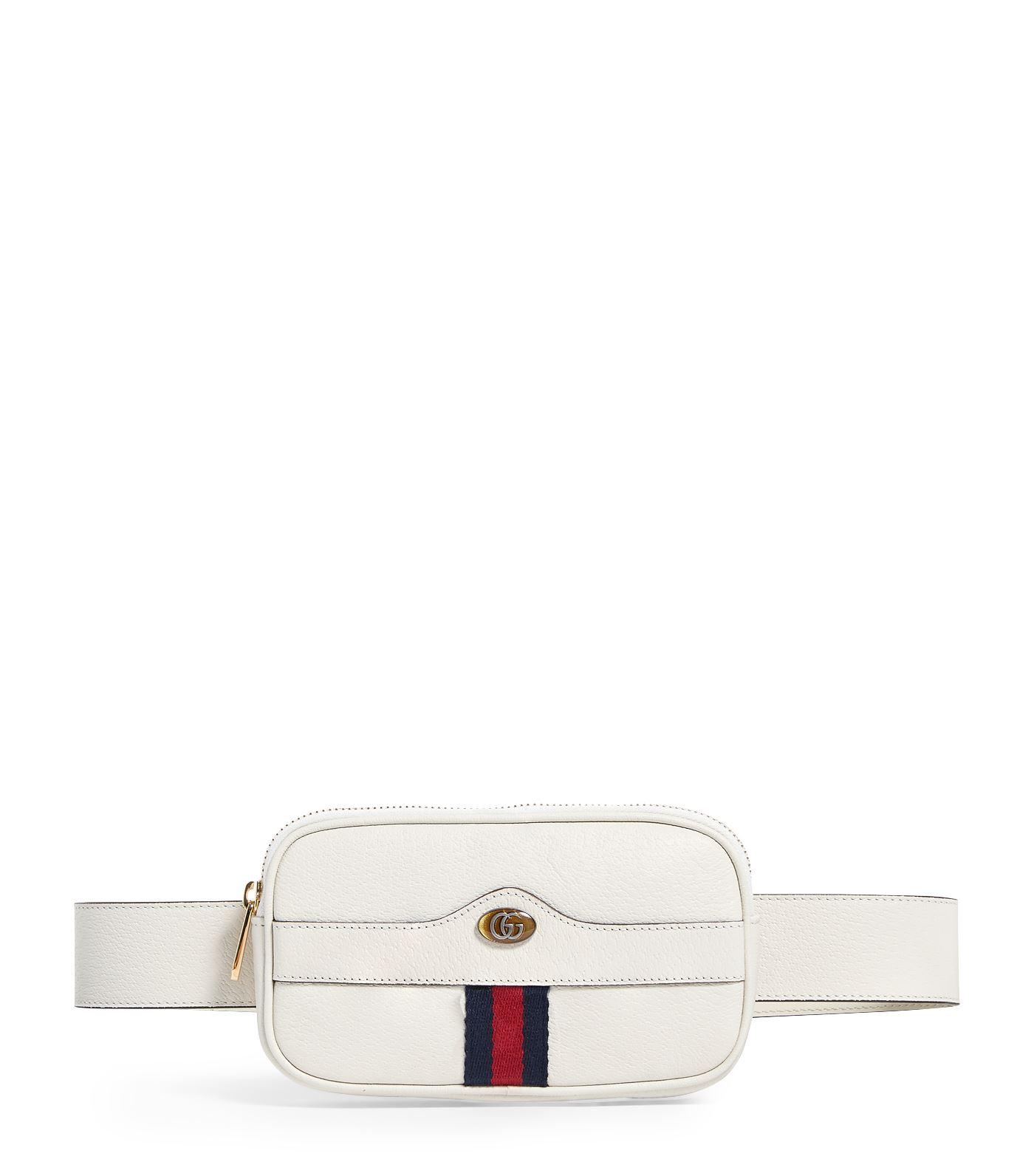 Gucci Small Leather Ophidia Belt Bag in White - Lyst