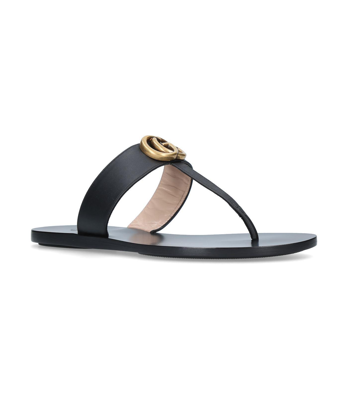  Gucci  Leather Marmont Sandals  in Black Save 11 Lyst