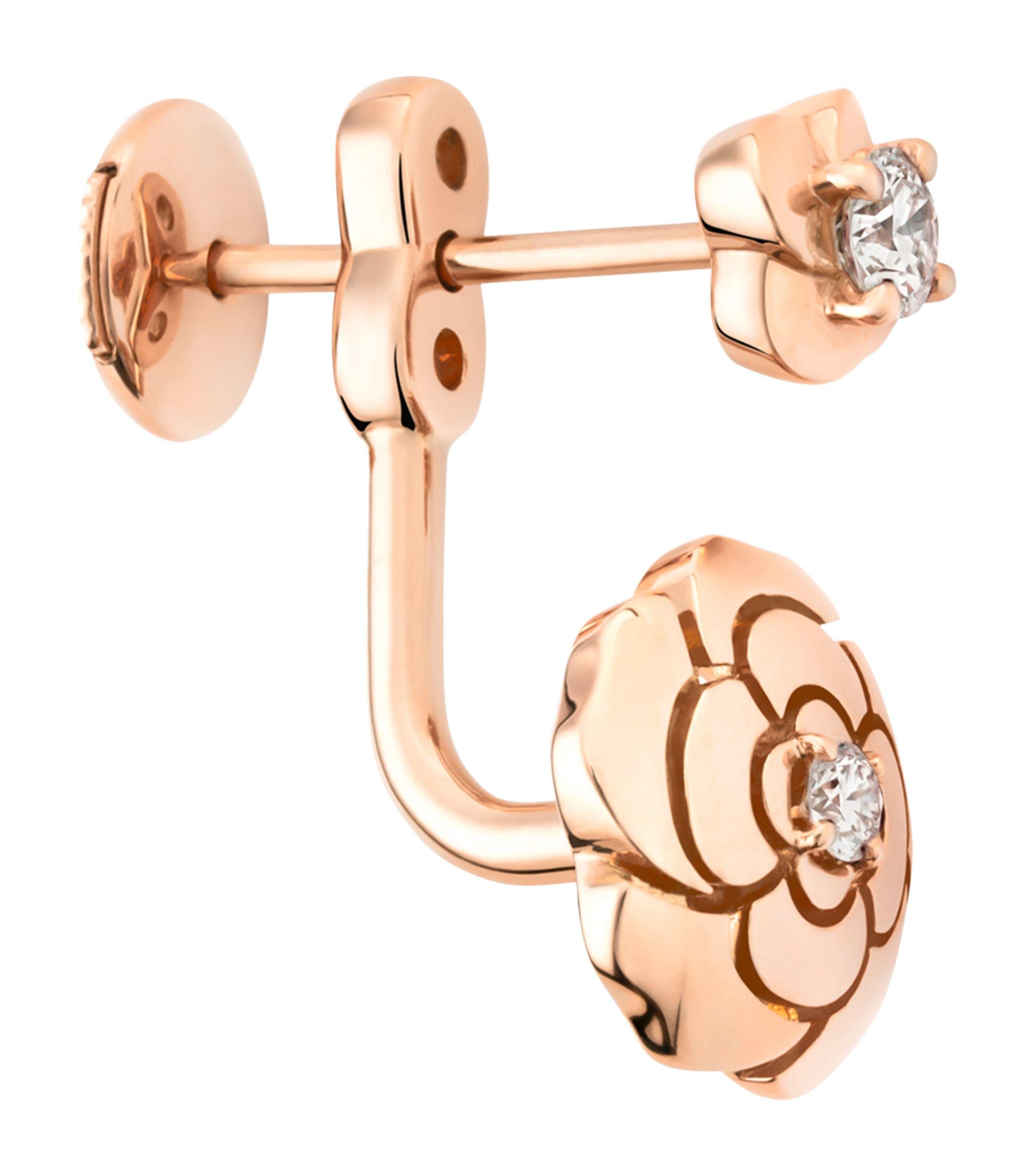 Rose gold chanel earrings deals