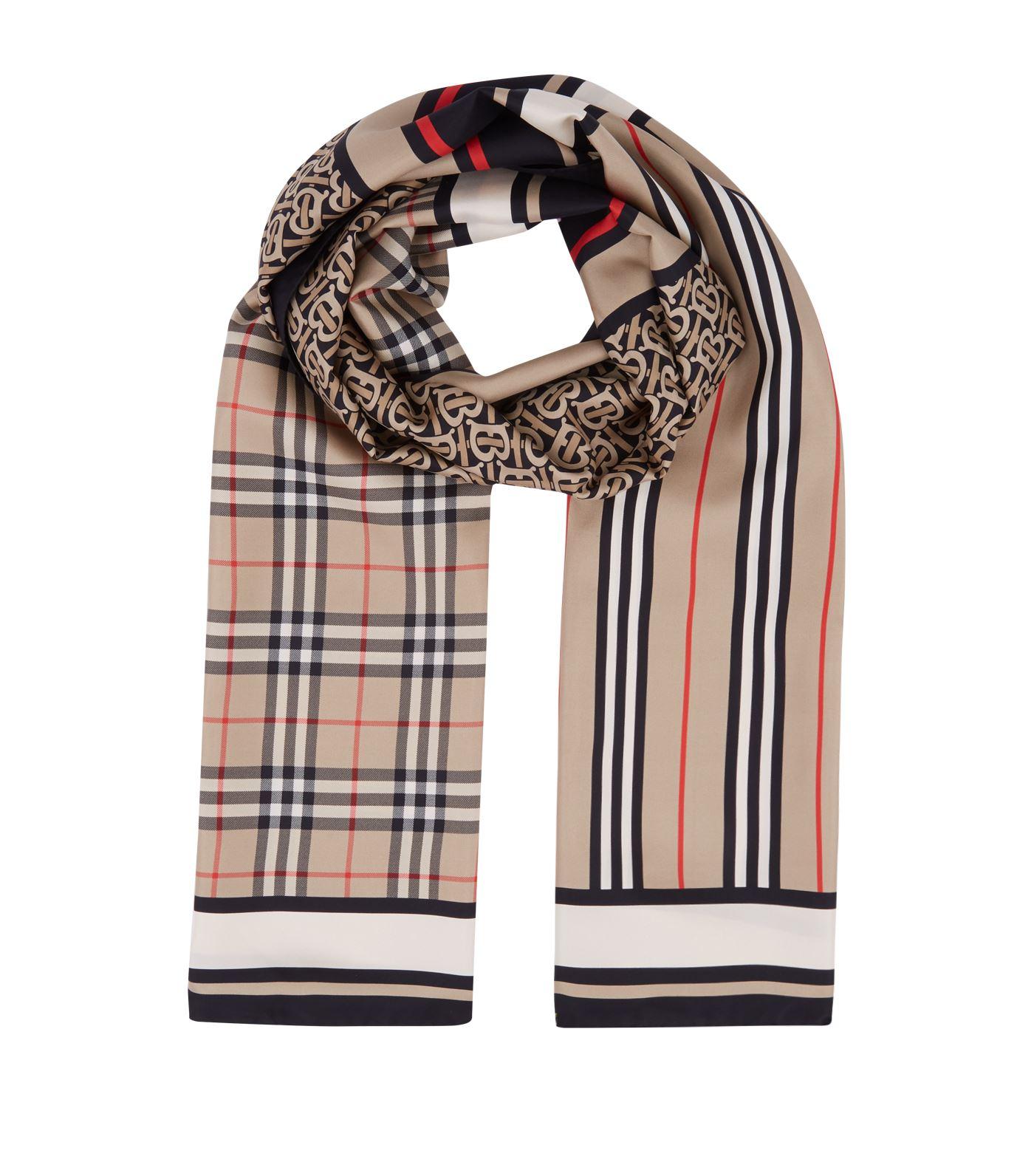 burberry monogram cashmere scarf Burberry Monogram Cashmere Scarf in Beige (Natural) for Men - Lyst