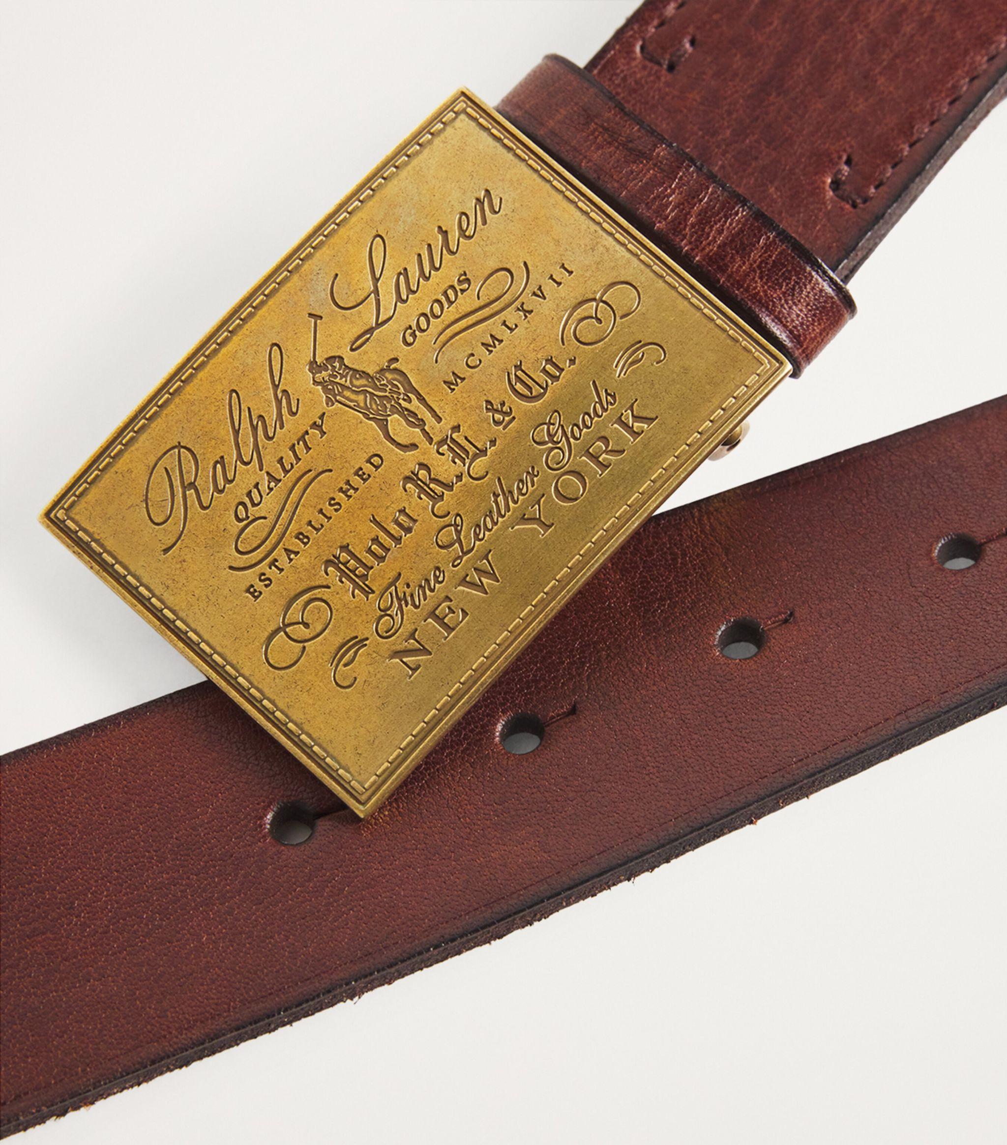Polo Ralph Lauren Leather Heritage Plaque Belt in Brown for Men Lyst