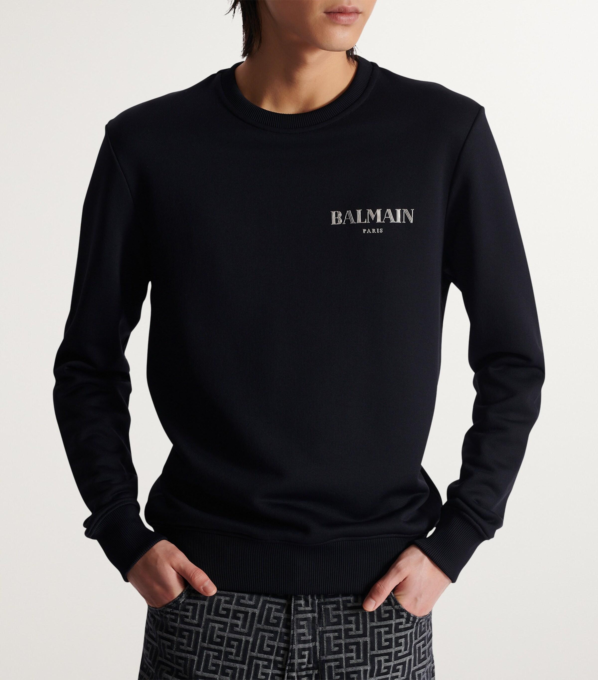 【送料&関税込】Balmain Jersey With Logo Balmain Logo Print Cotton Jersey Hoodie, Size Medium