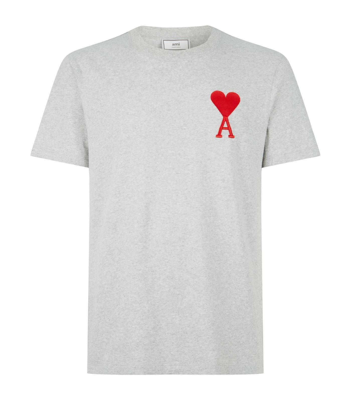 Ami Paris Big Heart T-shirt in Gray for Men | Lyst