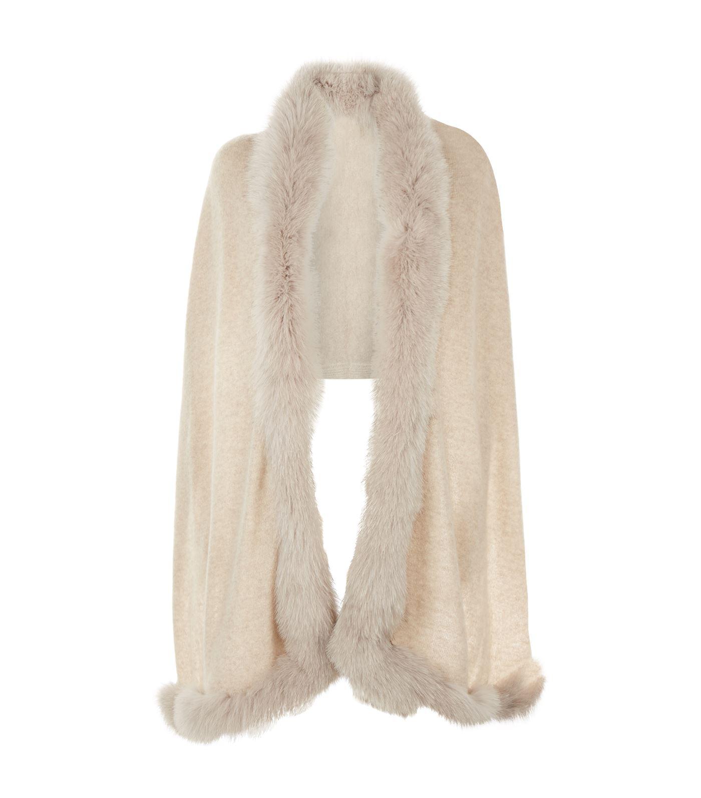 cashmere shawl with fur trim