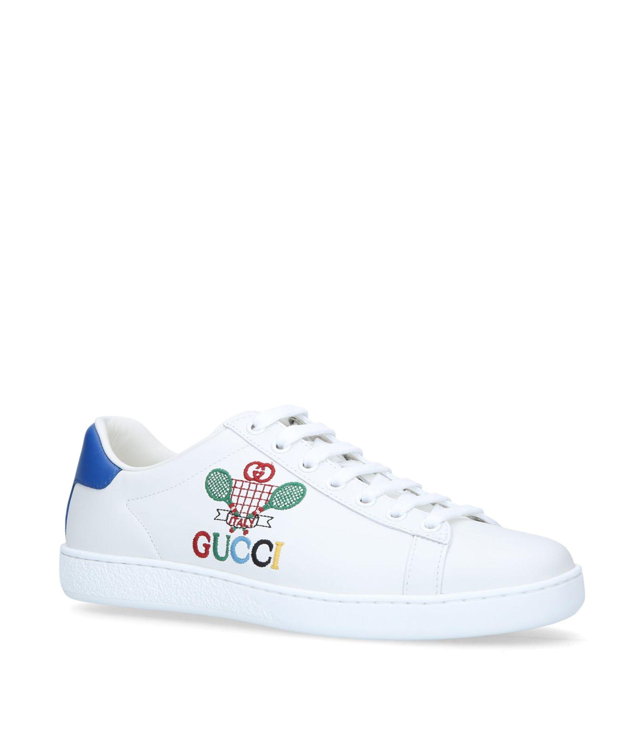 Gucci Leather Tennis Ace Sneakers in White - Save 24% - Lyst