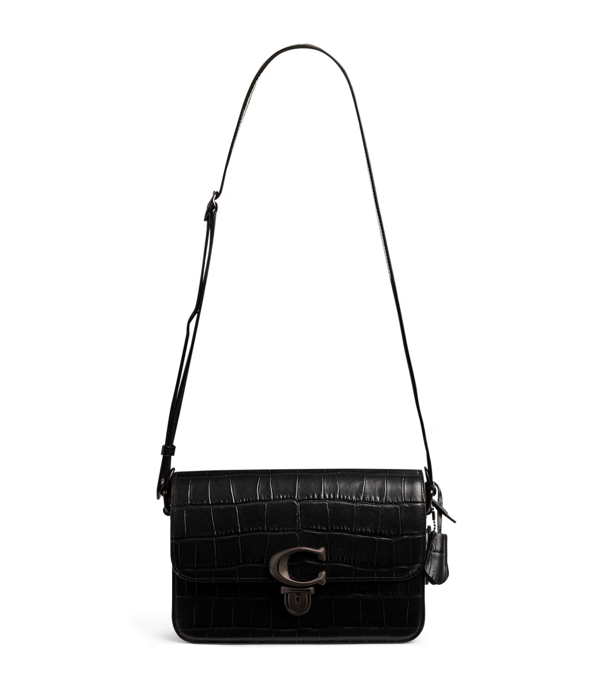 COACH Croc-embossed Leather Studio Shoulder Bag in Black | Lyst