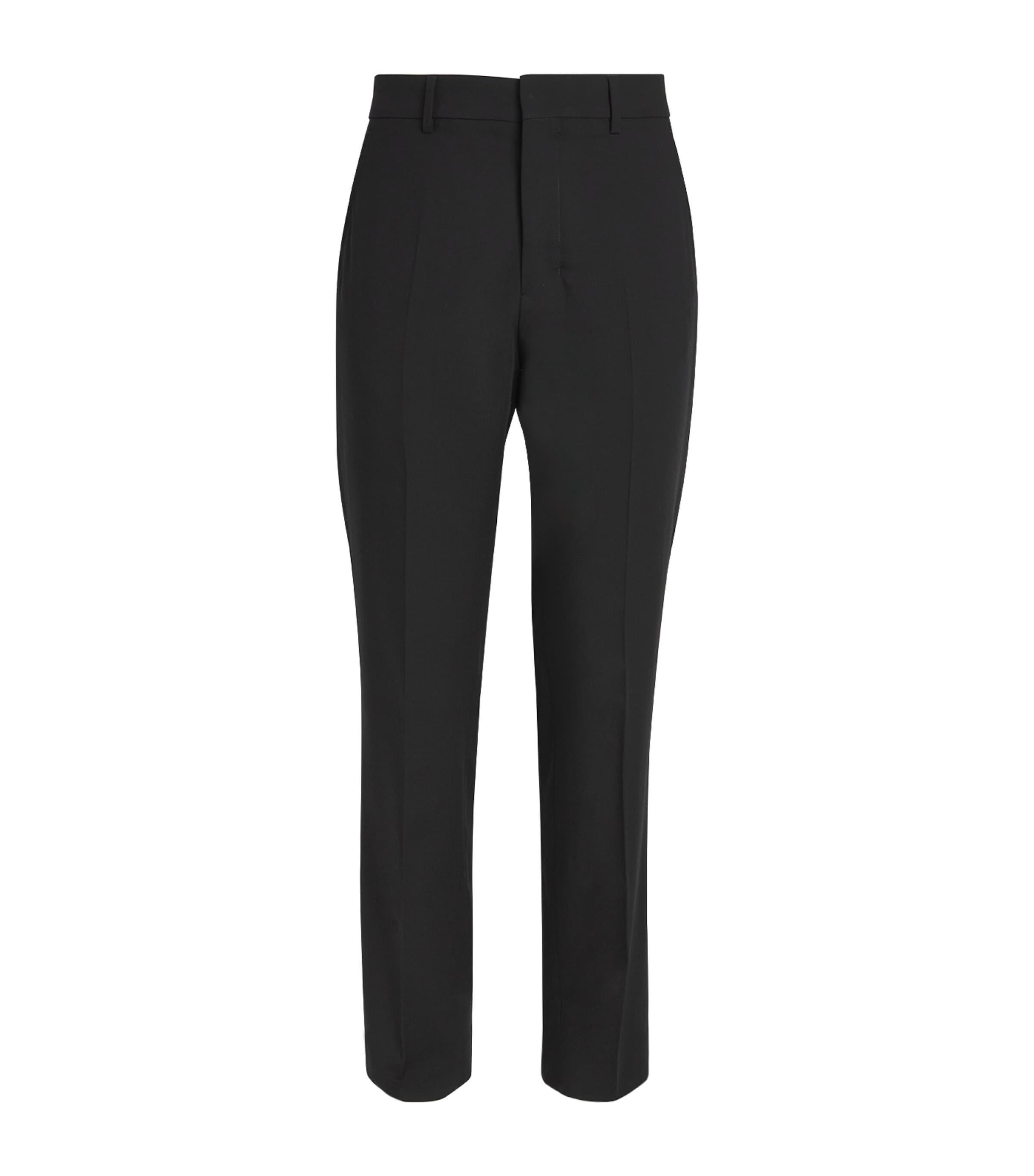 ami cigarette trousers Paris Men's Bleu Nuit Pants centre front fastening two diagonal pockets to the sides two rear button Cigarette Fit Emerald Trousers