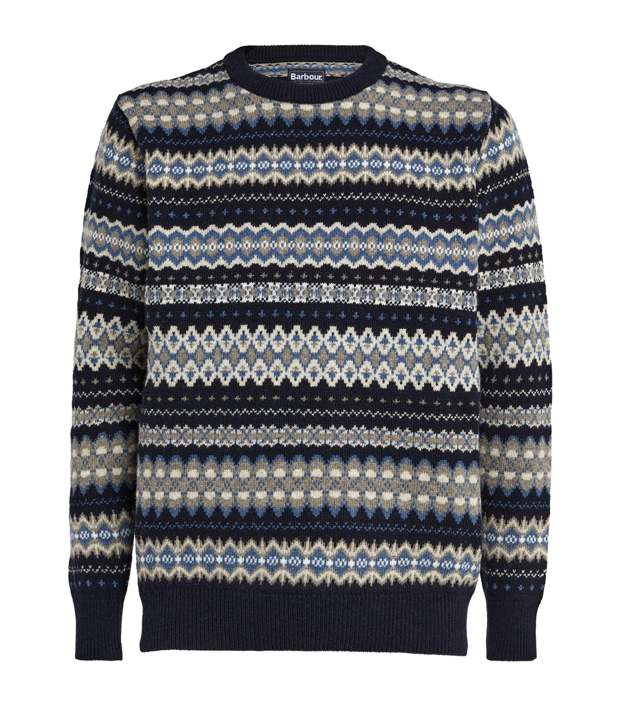 Barbour Wool Fair Isle Sweater in Blue for Men | Lyst UK