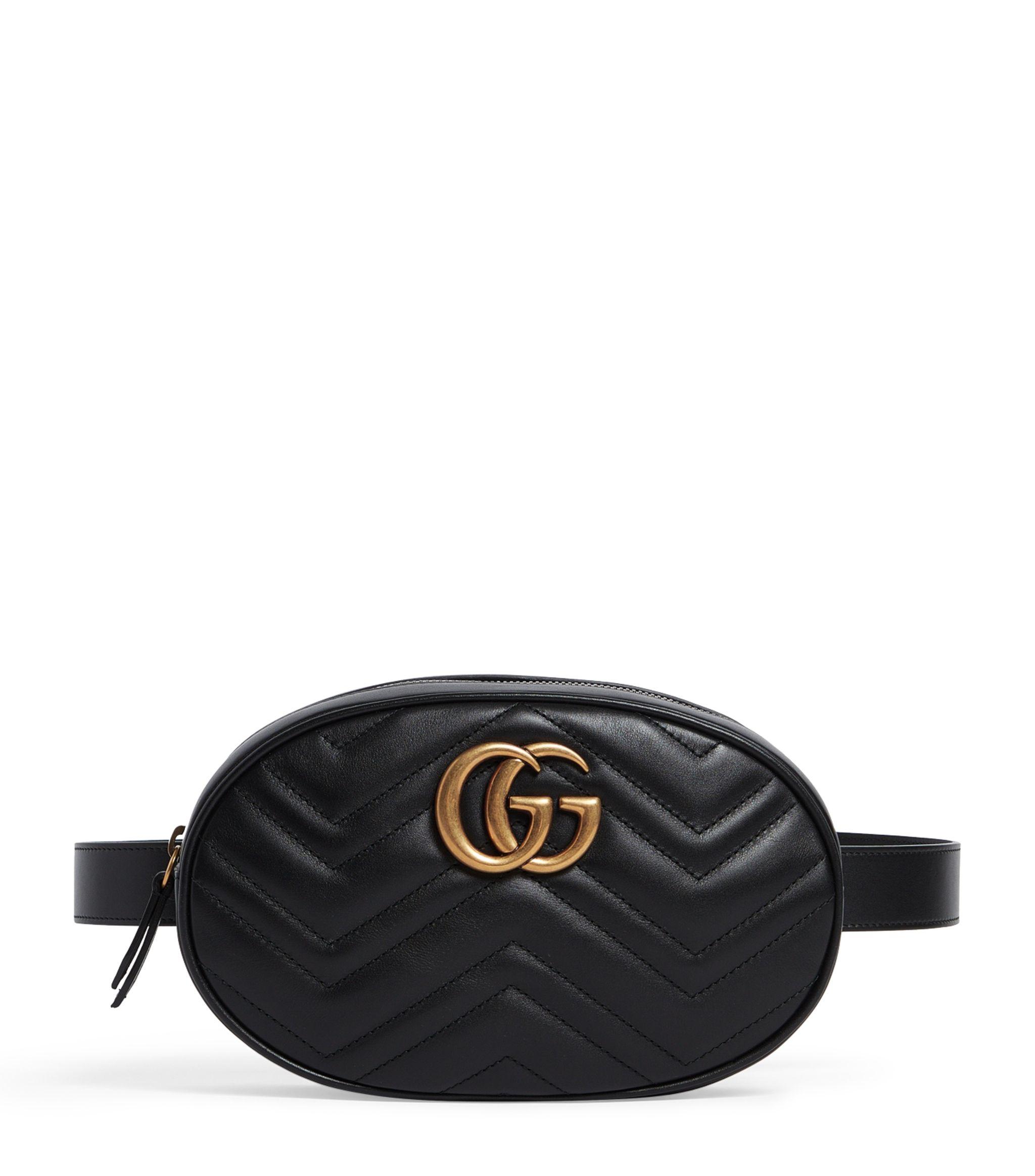 Gucci Leather Marmont Matelassé Belt Bag in Black | Lyst