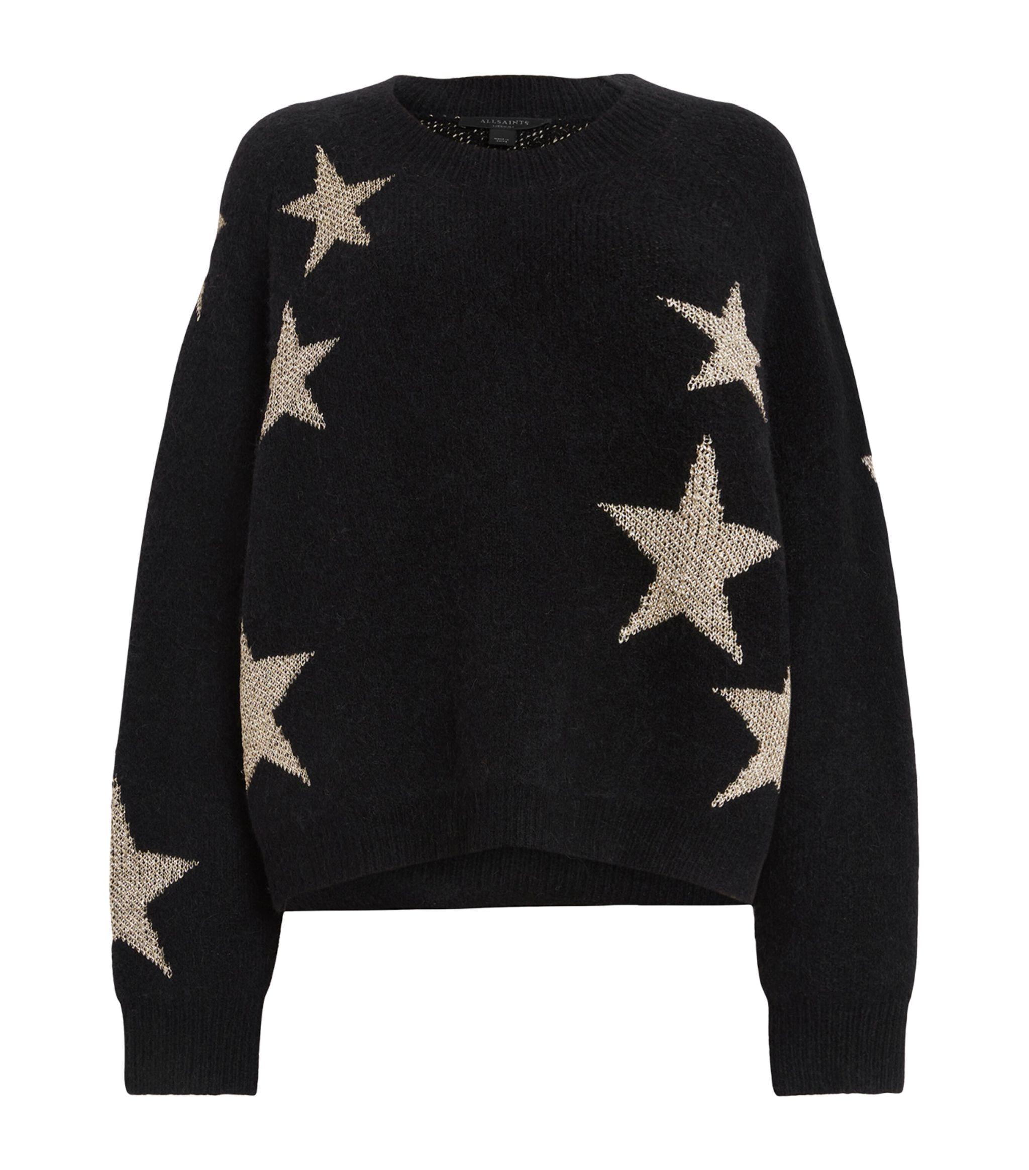 AllSaints Star Sweater in Black | Lyst