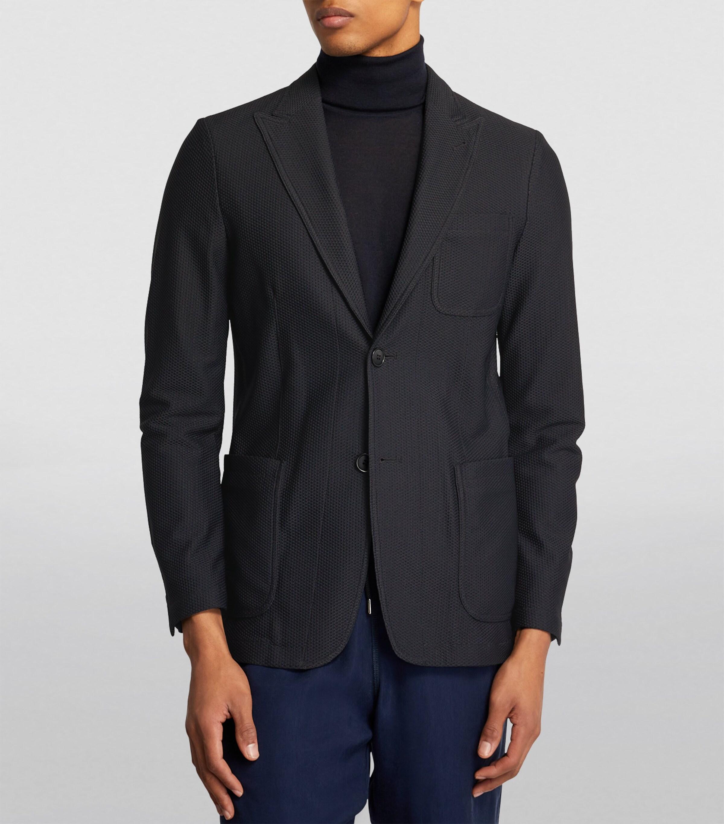 Giorgio Armani Technical-Waffle Icon Blazer in Black for Men | Lyst