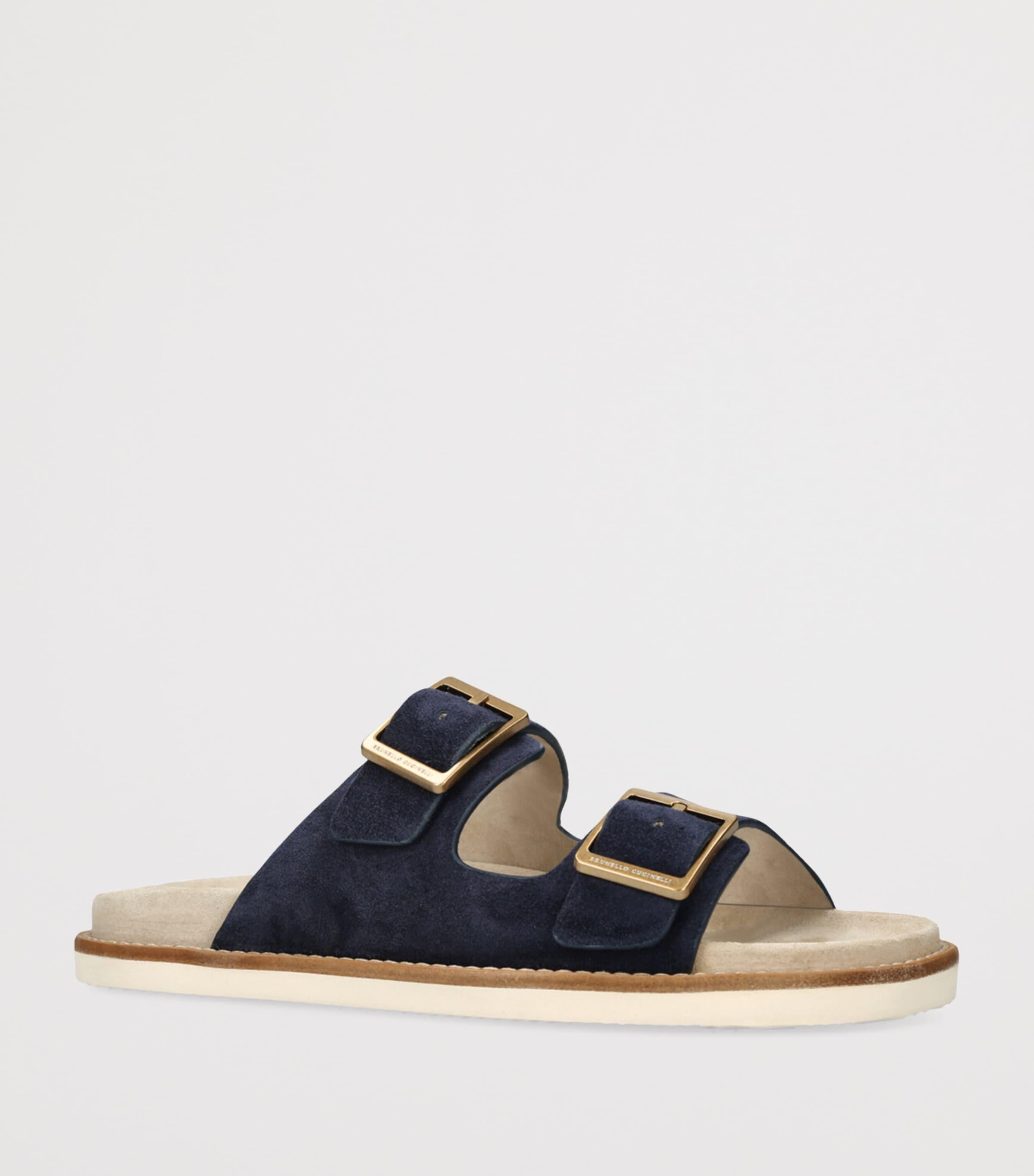 サンダル BRUNELLO CUCINELLI Urban Slides in washed suede Suede urban slides for Man in Taupe Smoke | Brunello Cucinelli