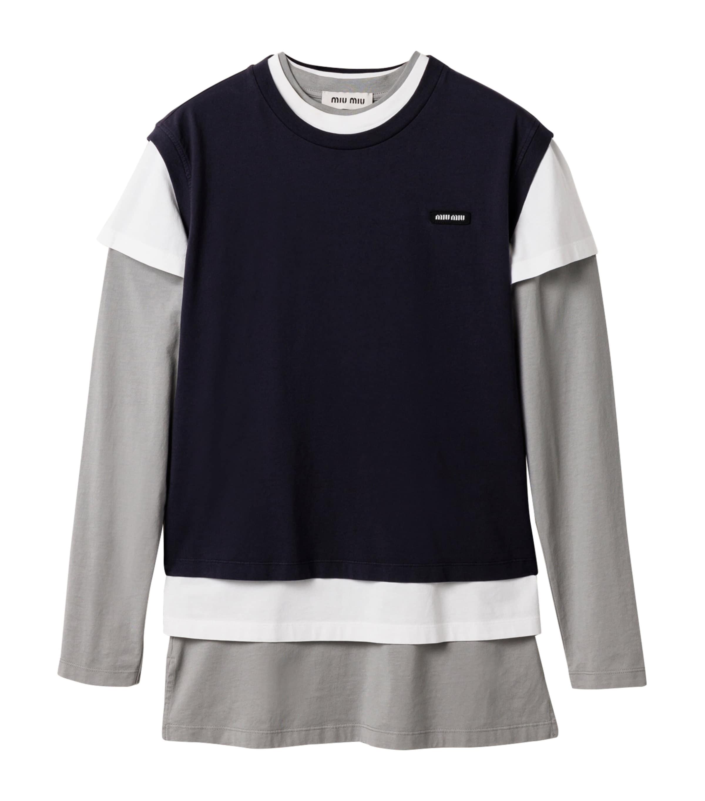 トップス Miu Miu design pockets long-sleeves Miu Miu logo-patch