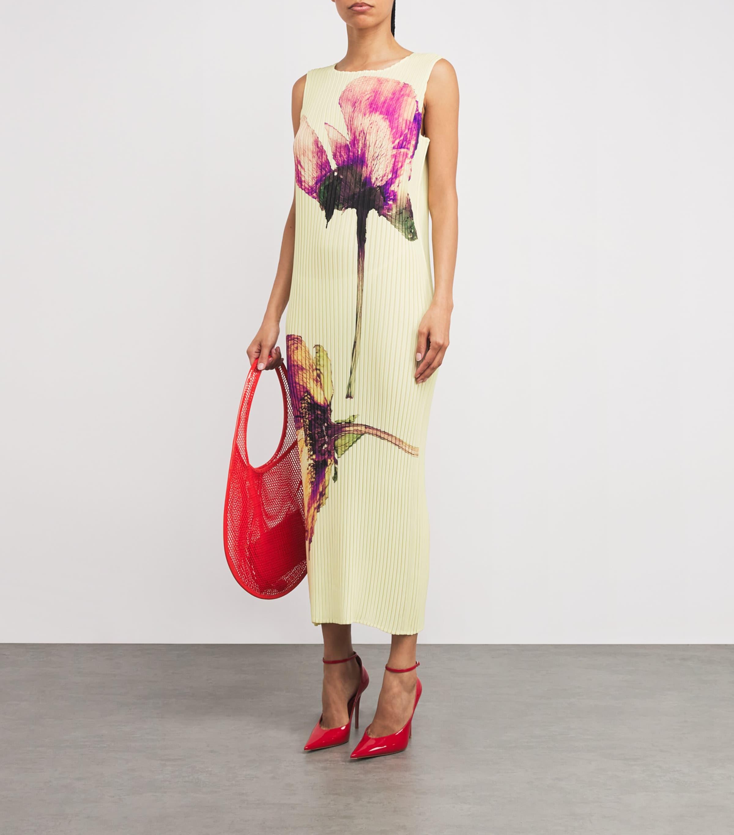 Issey Miyake Pressed Floral Midi Dress | Lyst