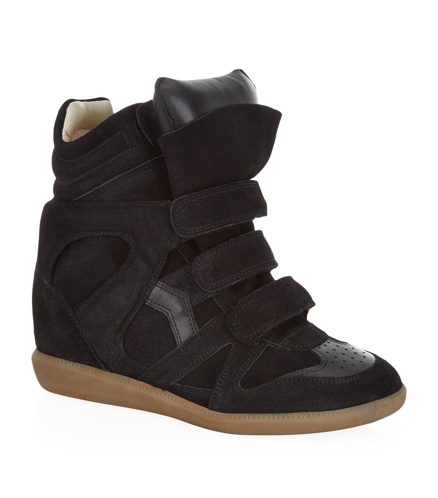 Isabel Marant Black Suede Bekett Wedge Sneakers - Save 50% | Lyst