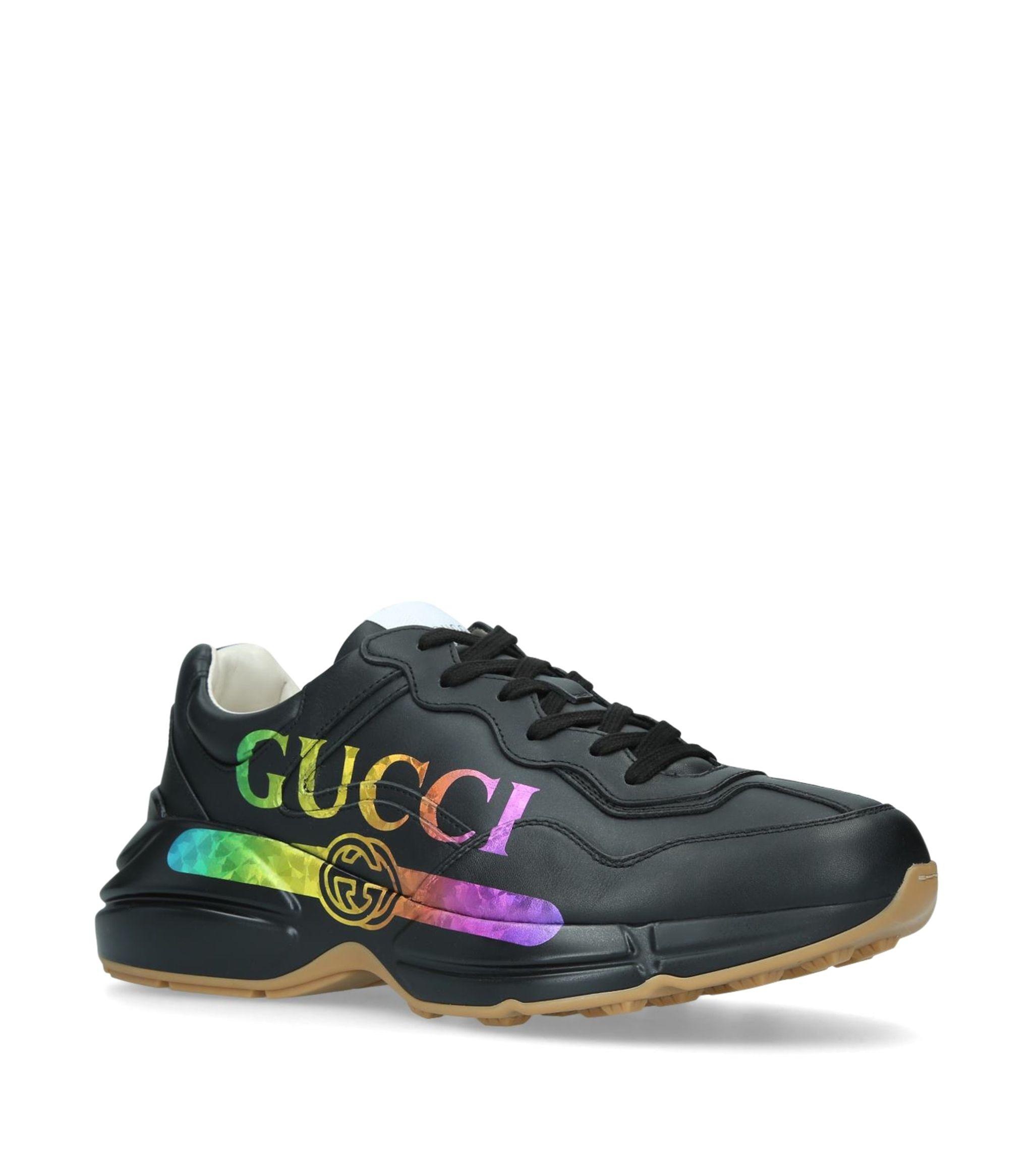 Gucci Leather Rainbow Rhyton Sneakers for Men | Lyst