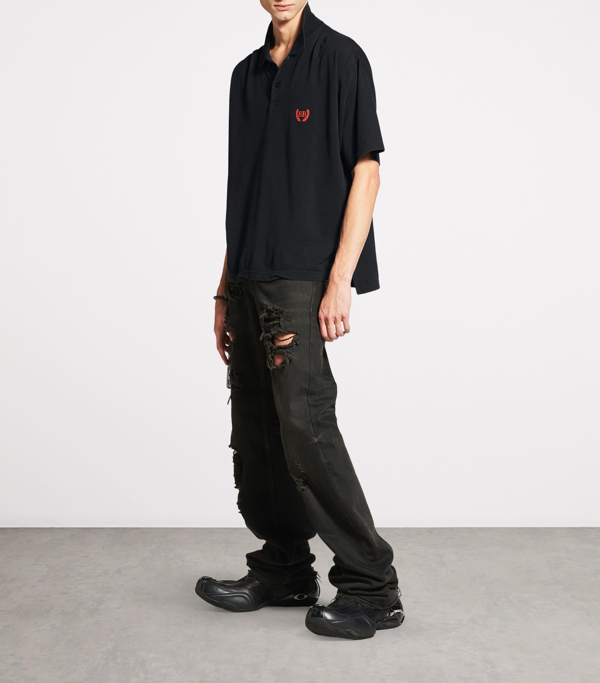 Balenciaga Laurel Classic Short Sleeve Regular Polo in Black for