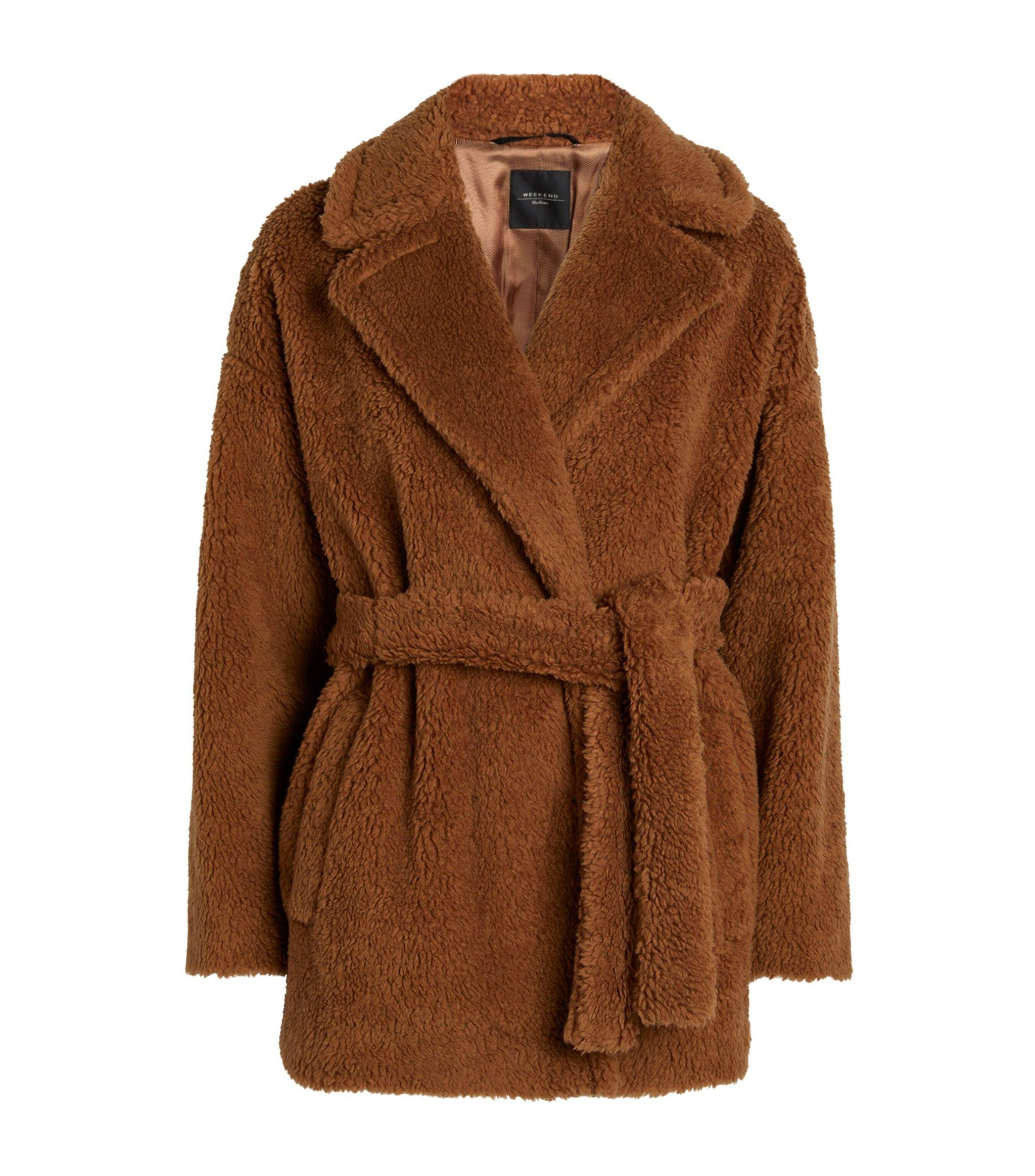 Maxmara Wool Short Teddy Coat in Brown 